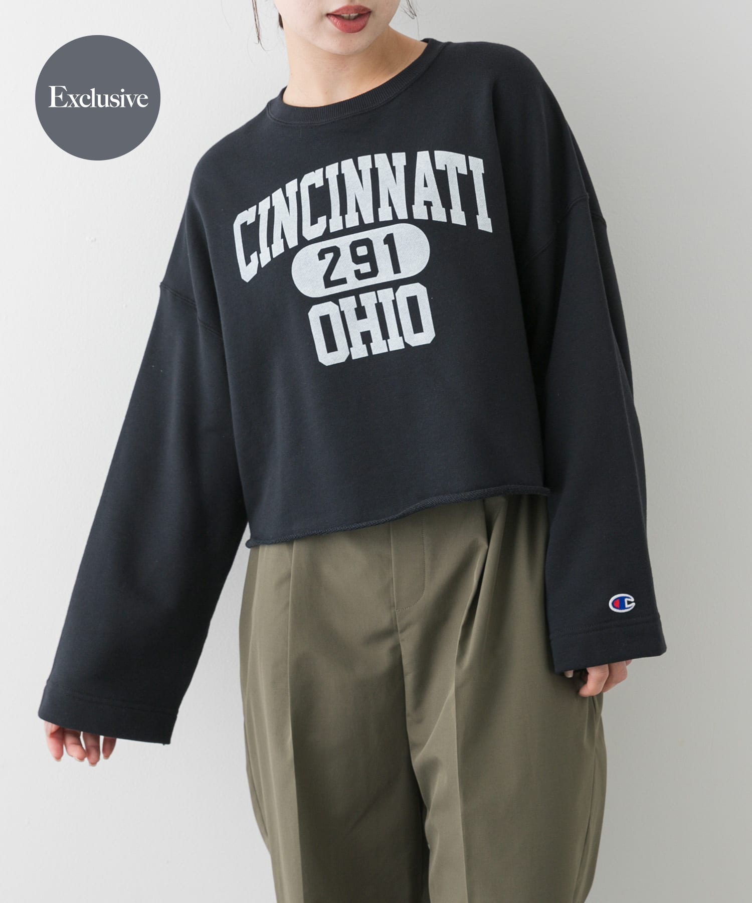 『別注』Champion×SENSE OF PLACE　カットオフスウェット