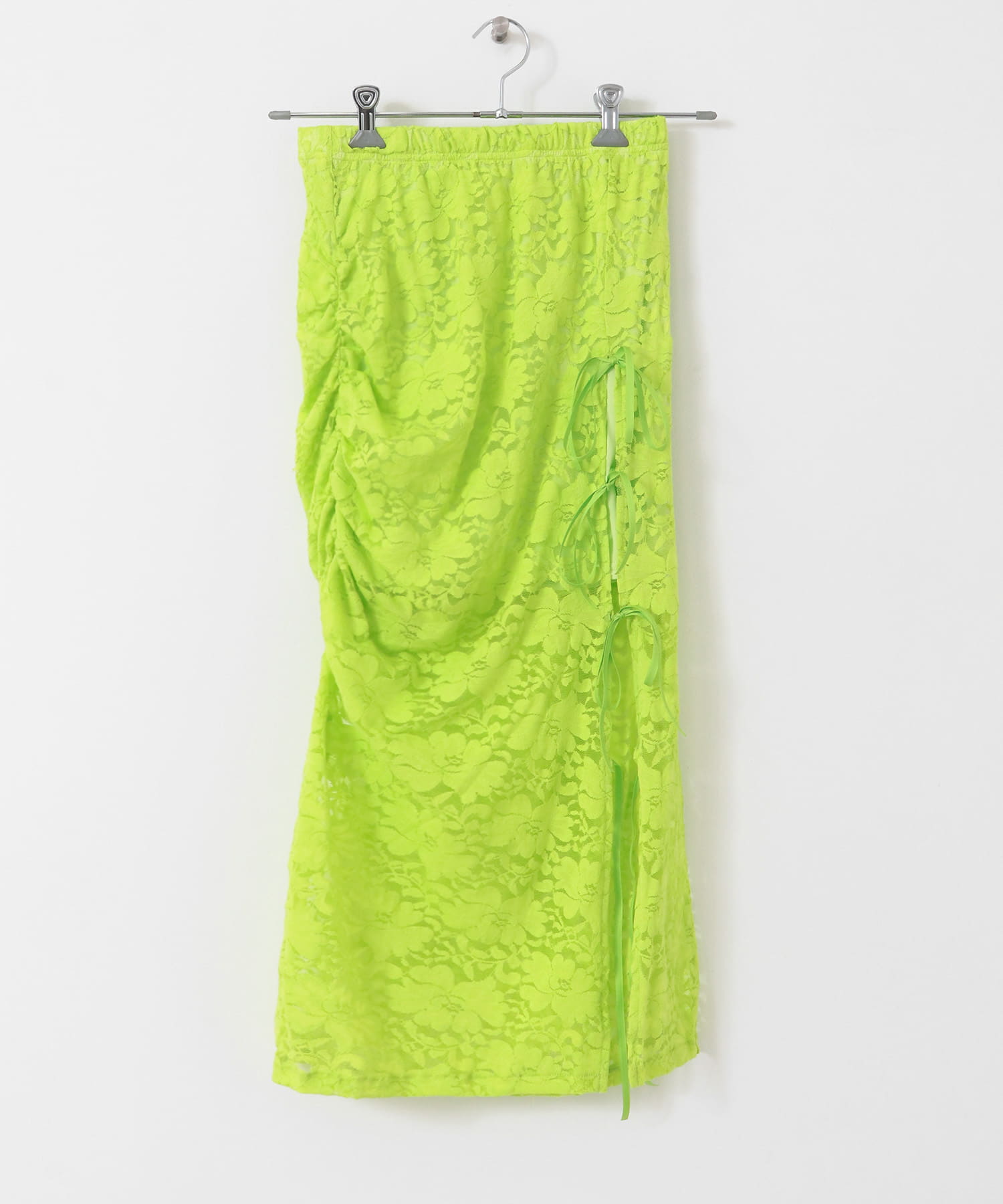 ANNA SUI NYC　リボンスリットストレッチレーススカート LIME one