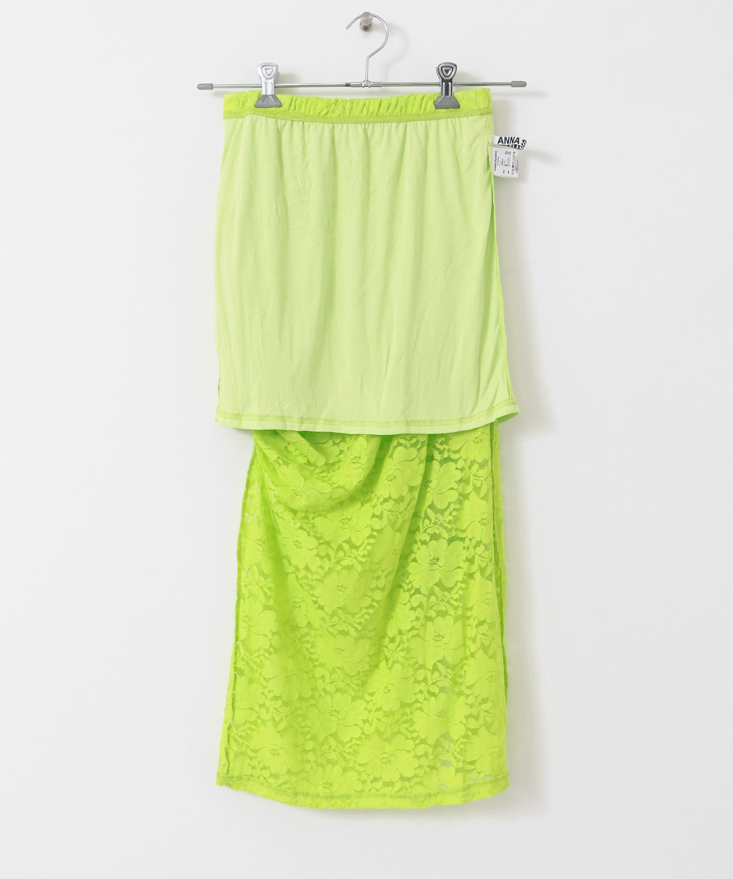 ANNA SUI NYC　リボンスリットストレッチレーススカート LIME one