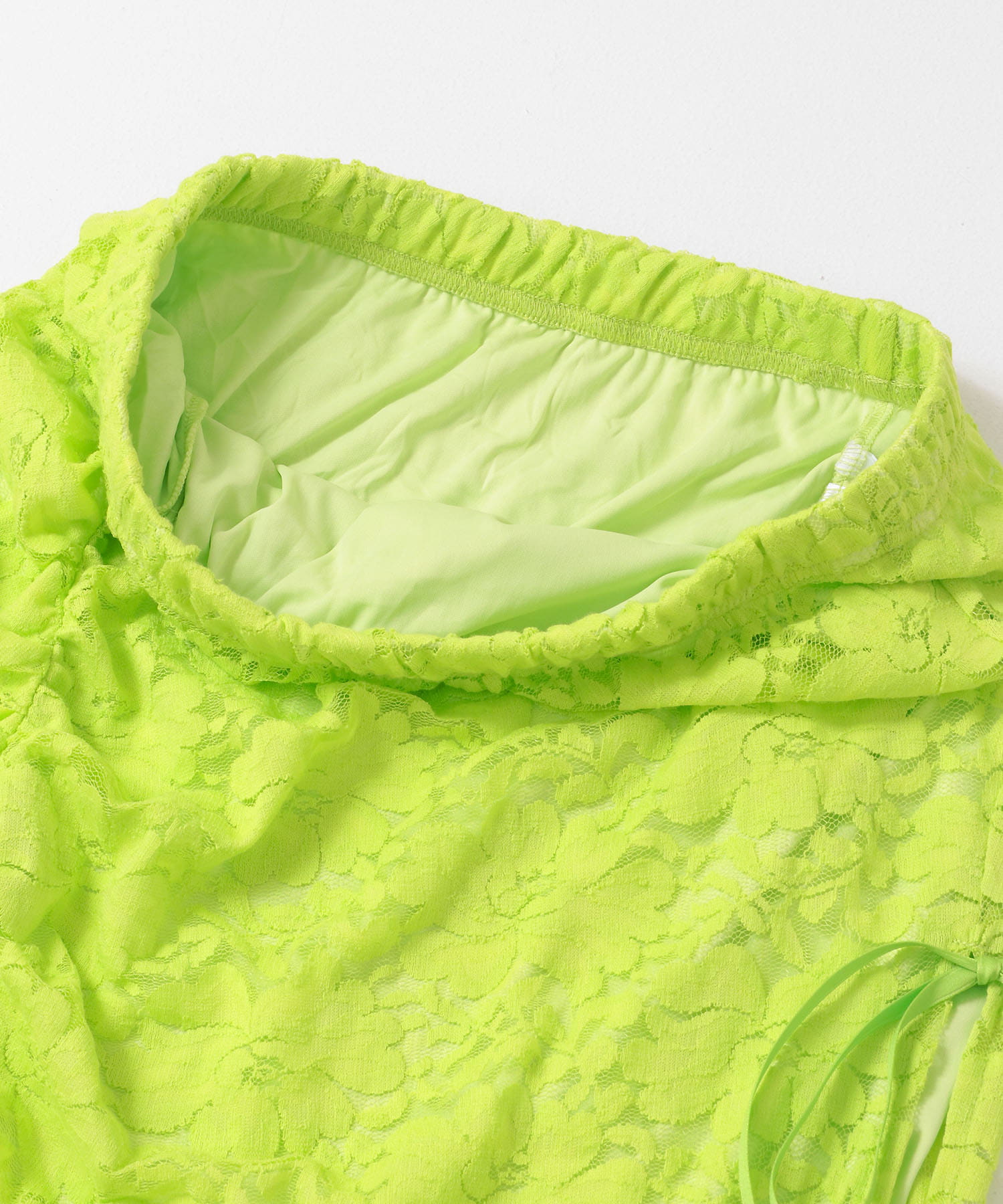 ANNA SUI NYC　リボンスリットストレッチレーススカート LIME one