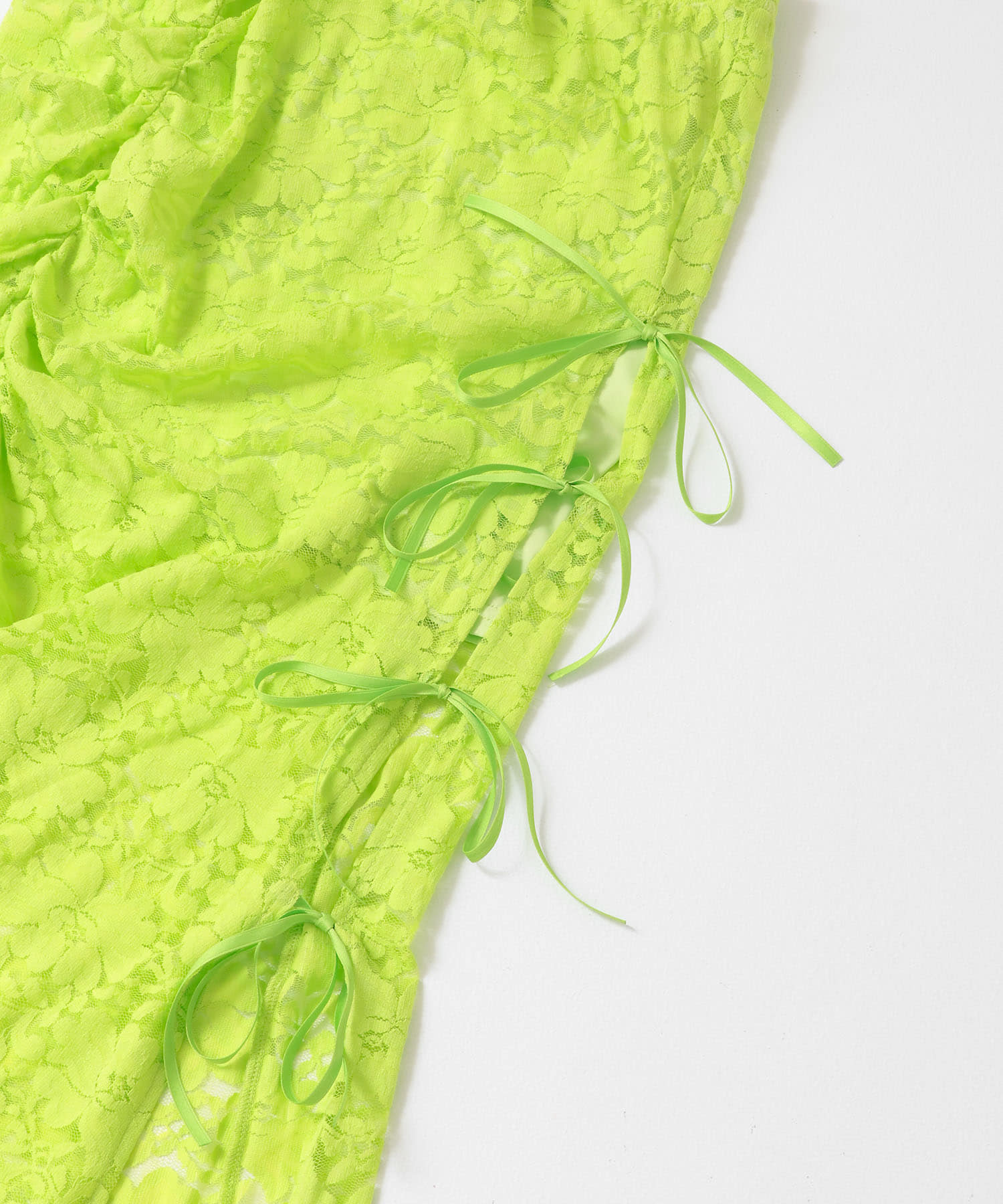 ANNA SUI NYC　リボンスリットストレッチレーススカート LIME one