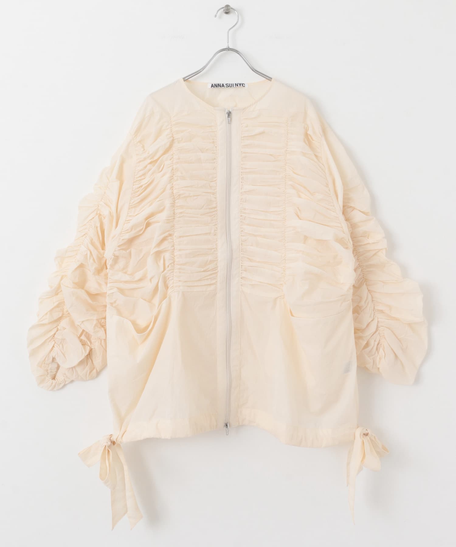 ANNA SUI NYC　シャーリングダブルジップブルゾン IVORY one