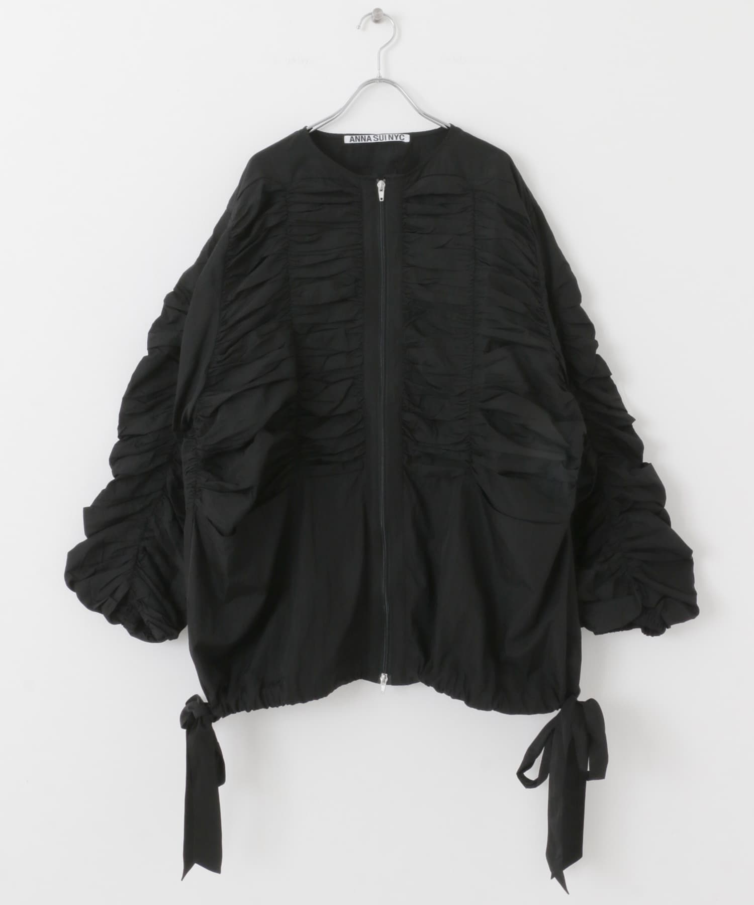 ANNA SUI NYC　シャーリングダブルジップブルゾン BLACK one