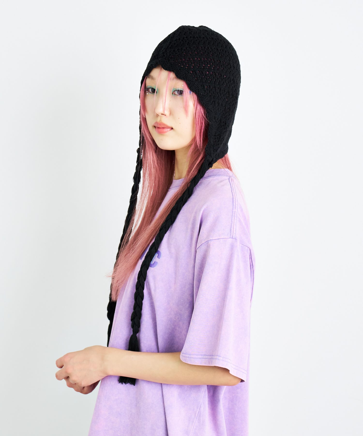 ANNA SUI NYC　クロシェニットキャップ BLACK one