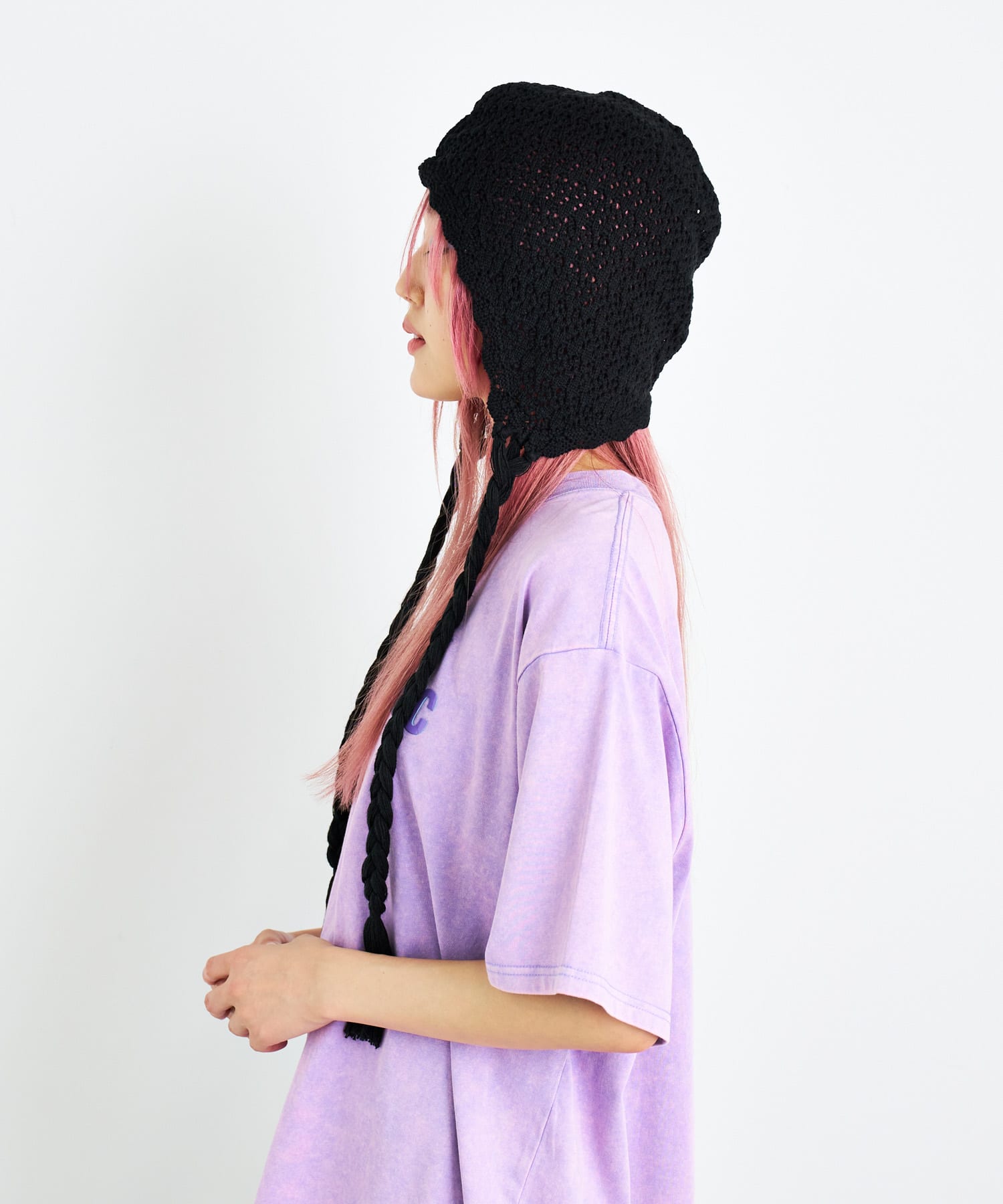 ANNA SUI NYC　クロシェニットキャップ BLACK one
