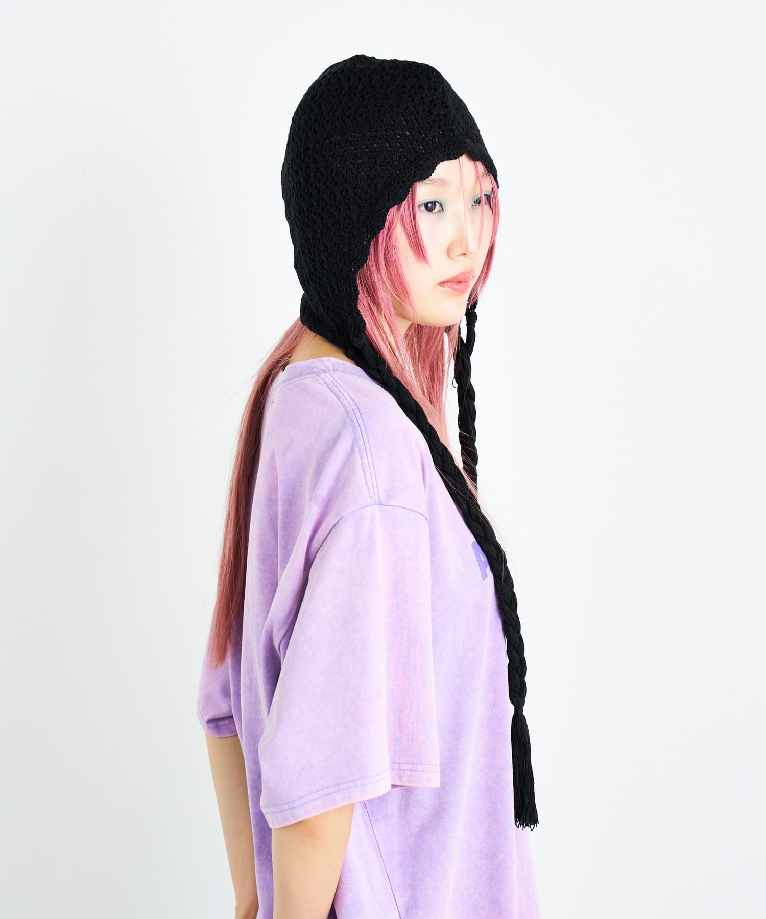 ANNA SUI NYC　クロシェニットキャップ BLACK one