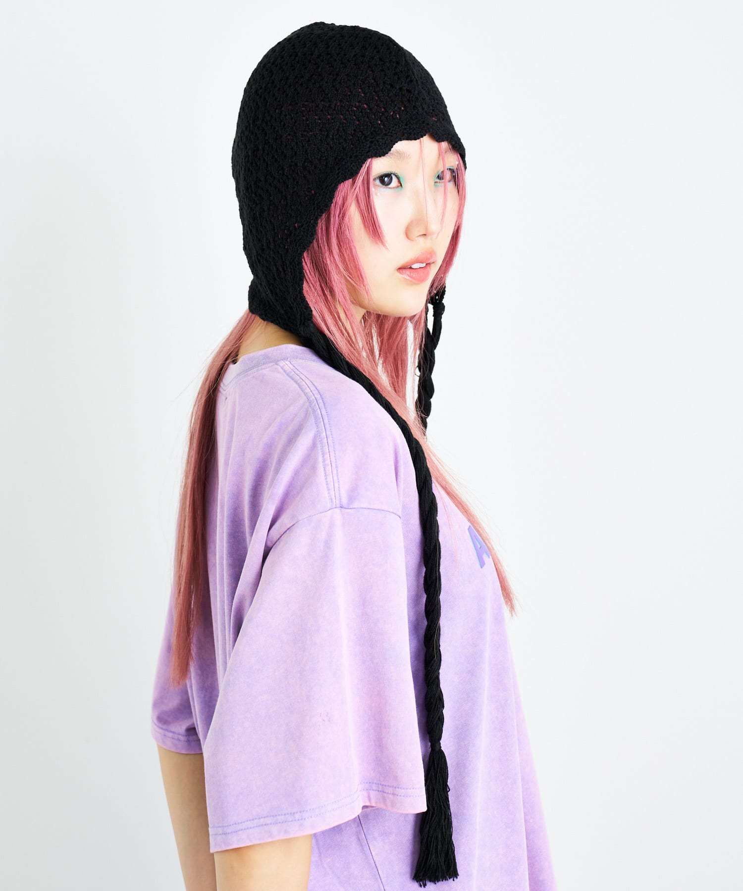 ANNA SUI NYC　クロシェニットキャップ BLACK one