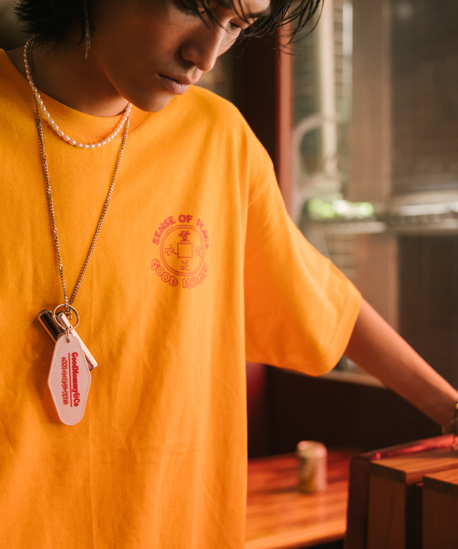 goodmommyプリントTシャツ ORANGE M