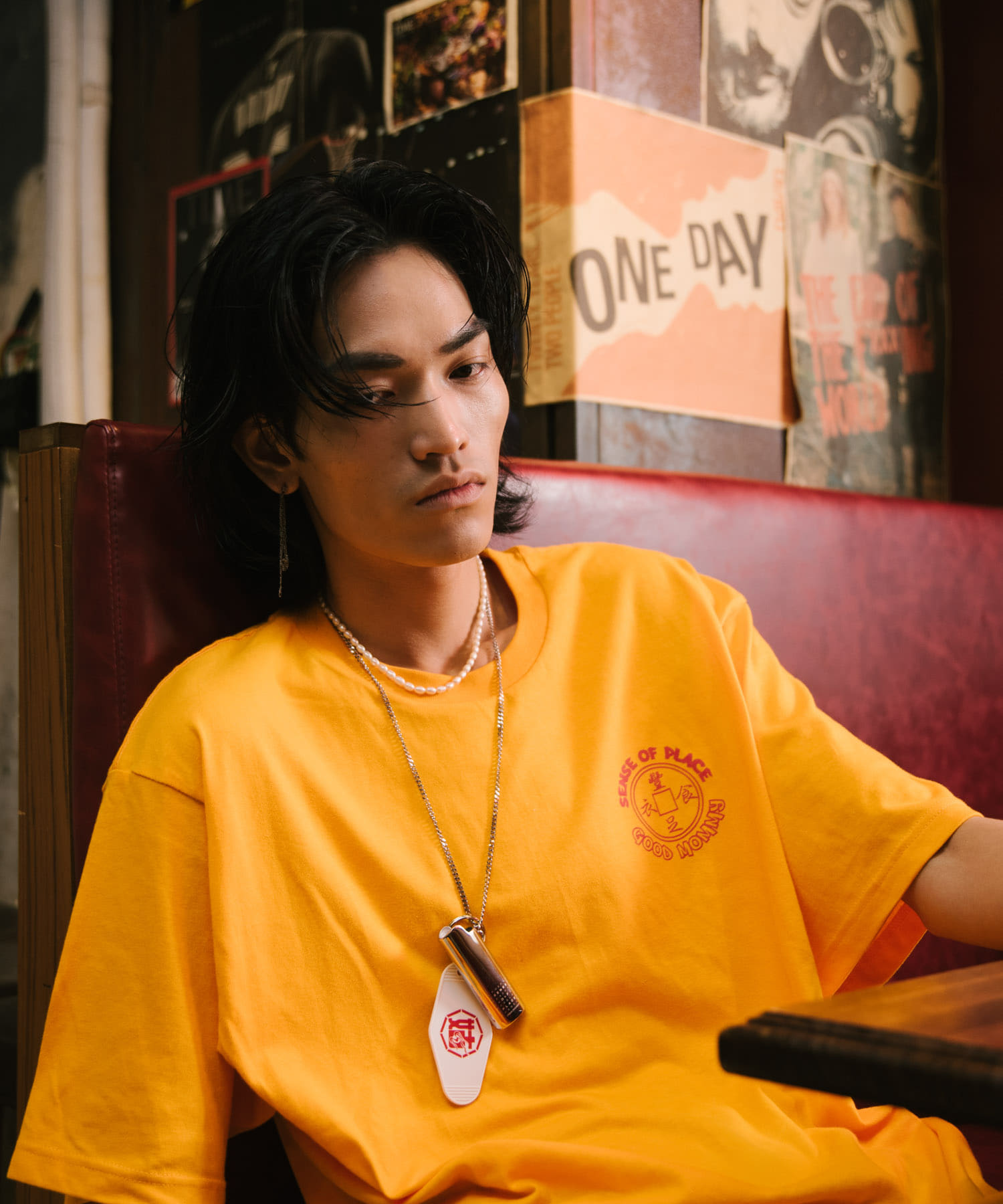 goodmommyプリントTシャツ ORANGE M