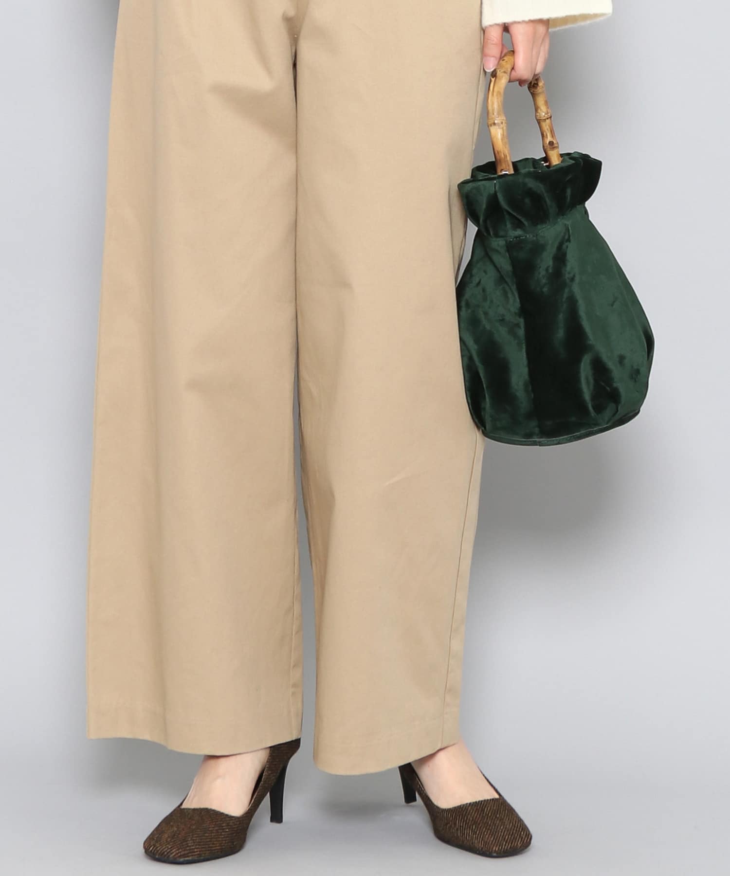Casselini　バンブーバケツバッグ∴ GREEN FREE