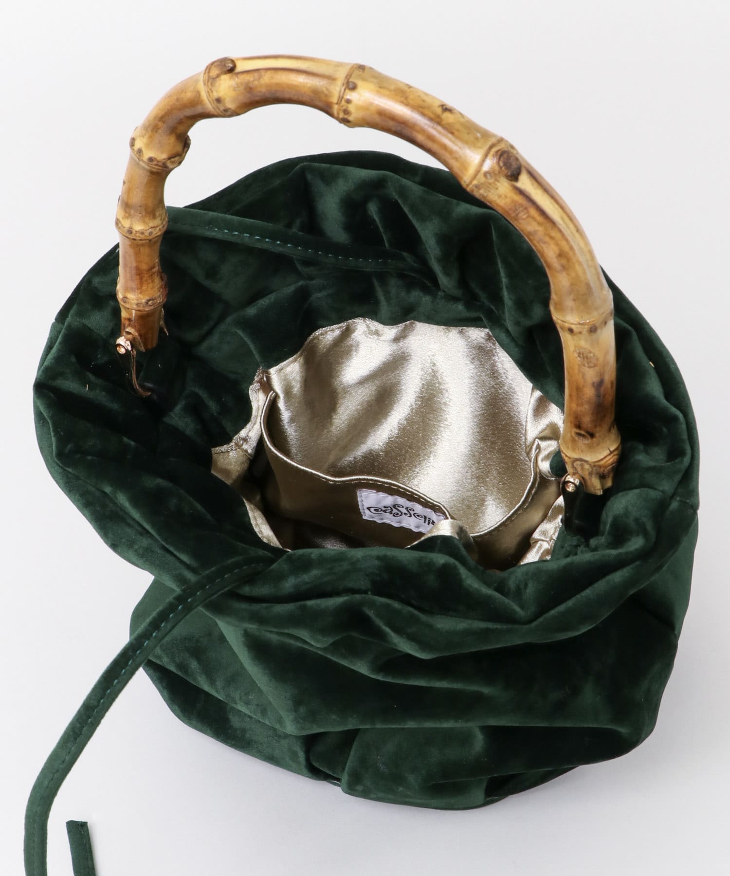 Casselini　バンブーバケツバッグ∴ GREEN FREE