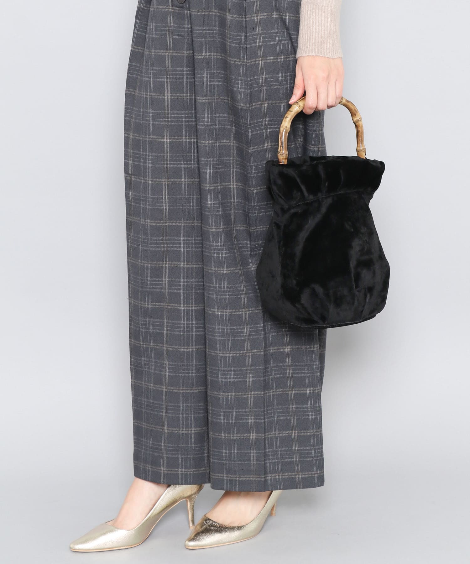 Casselini　バンブーバケツバッグ∴ BLACK FREE
