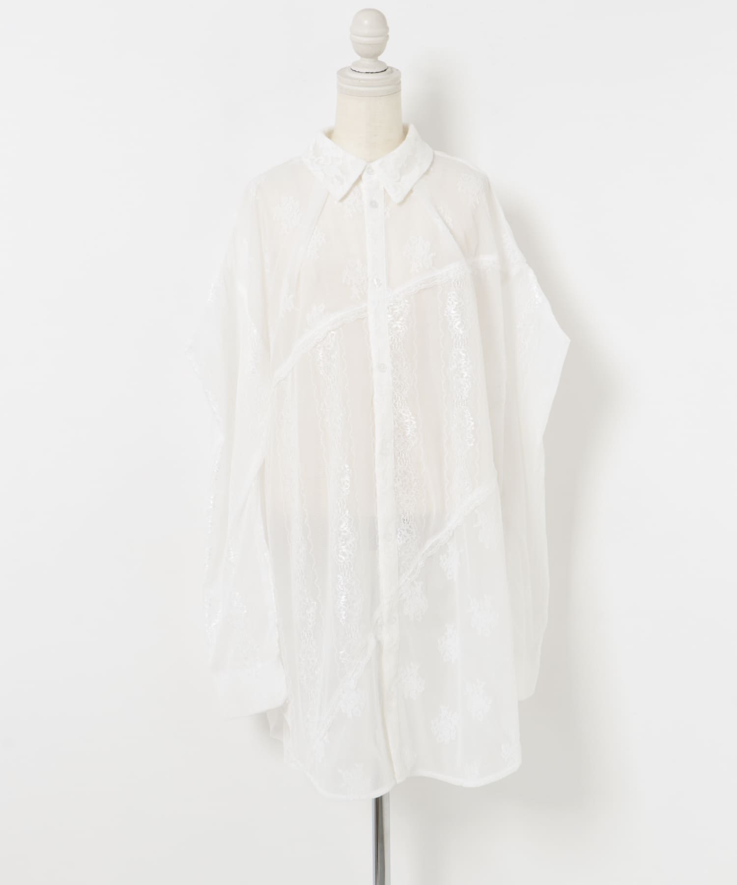 neith.tokyo Too Big Ribbon Lace Shirt(FREE WHITE): トップス｜URBAN