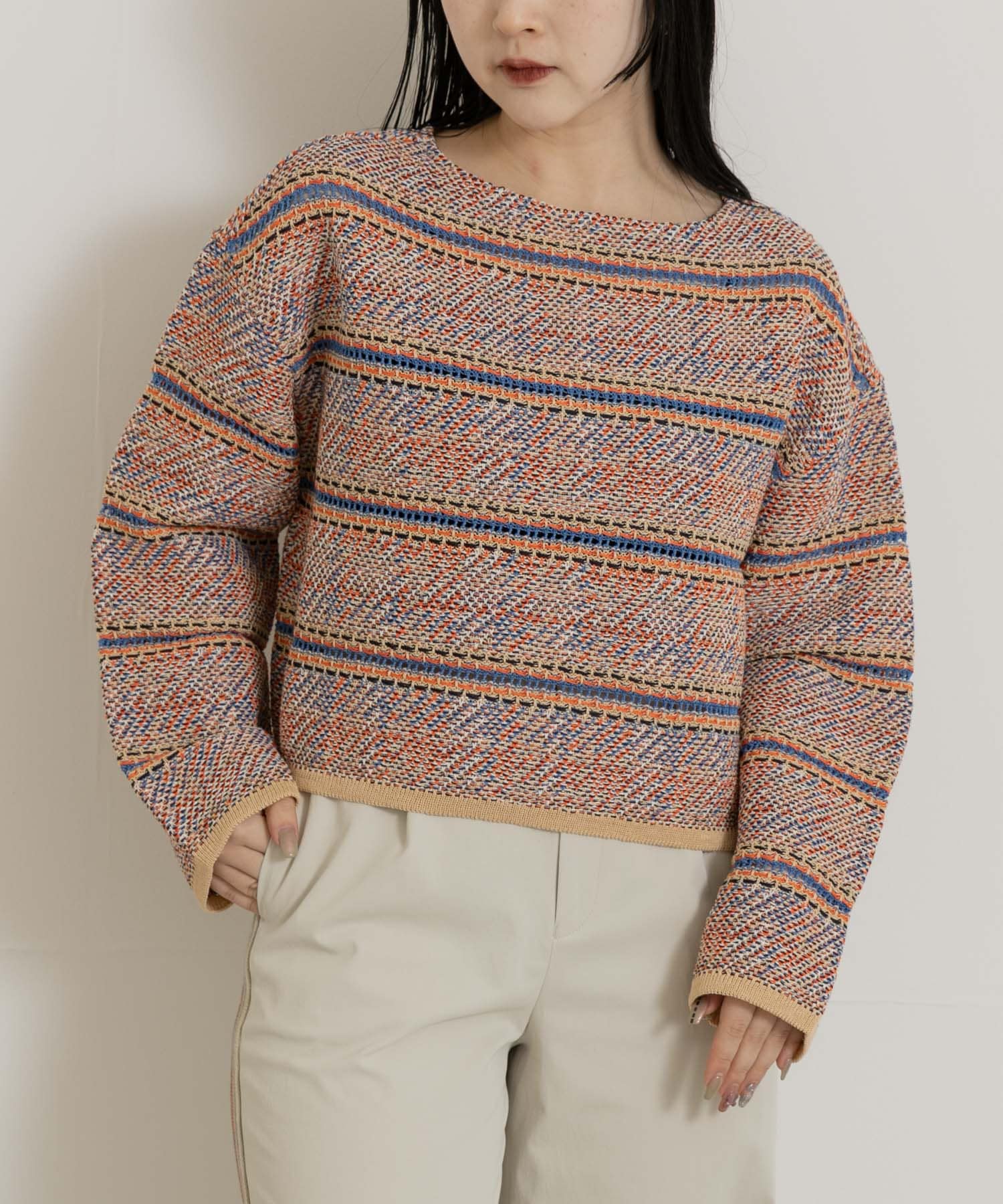 米富繊維　MADRAS EYELET TWEED PULLOVER