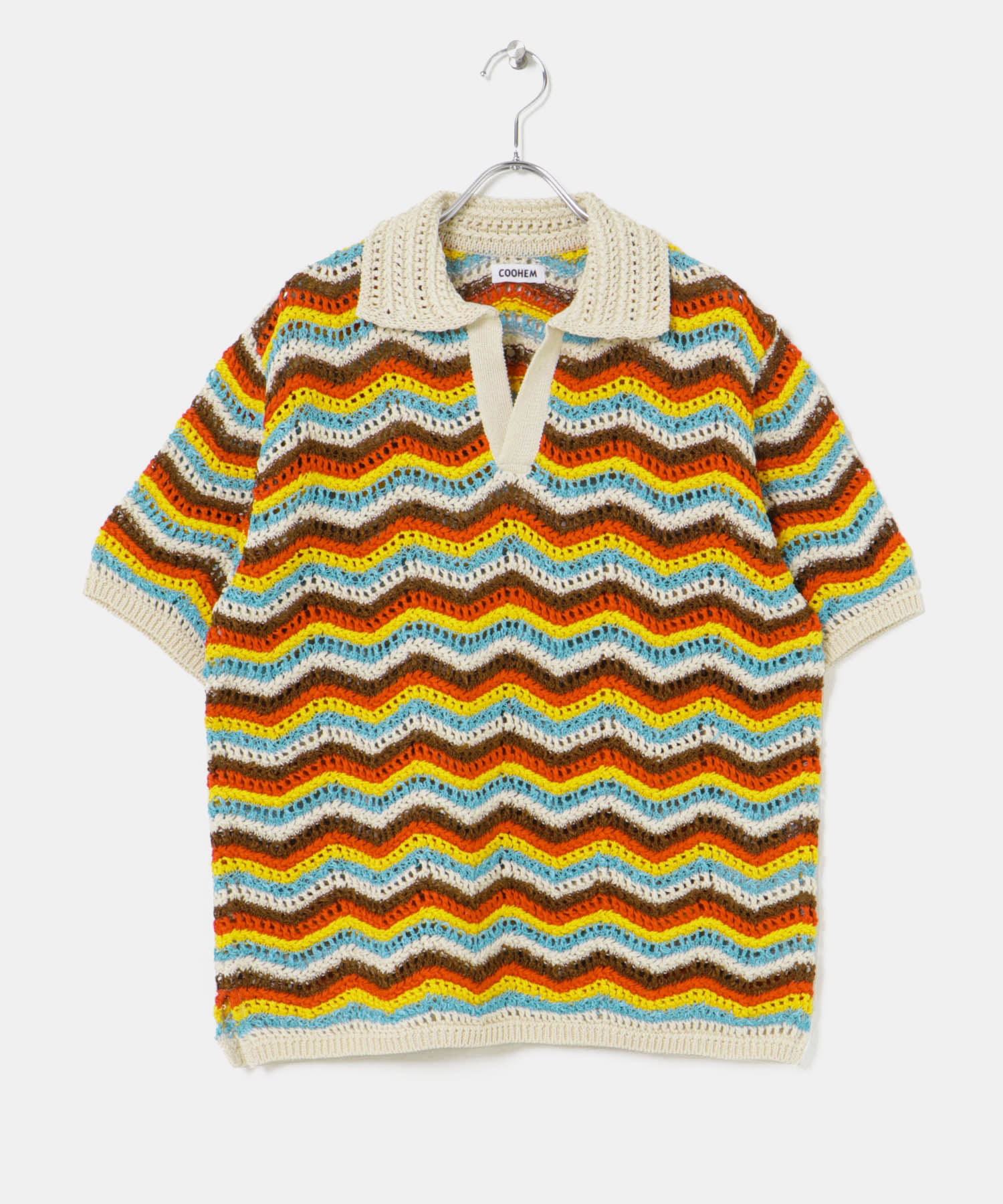 米富繊維　ZIGZAG SUKASHI KNIT PULLOVER