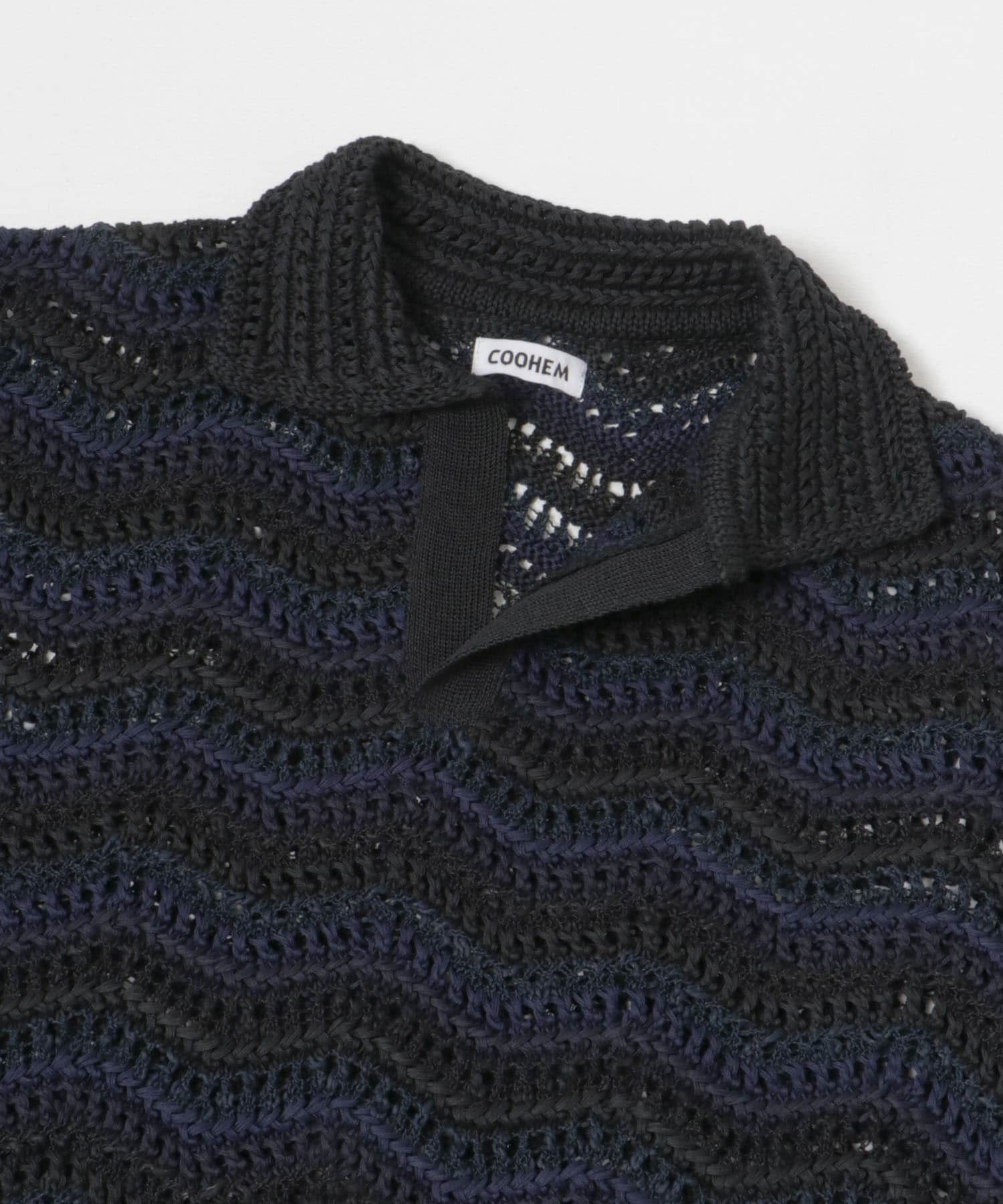 米富繊維　ZIGZAG SUKASHI KNIT PULLOVER 64BLACK FREE