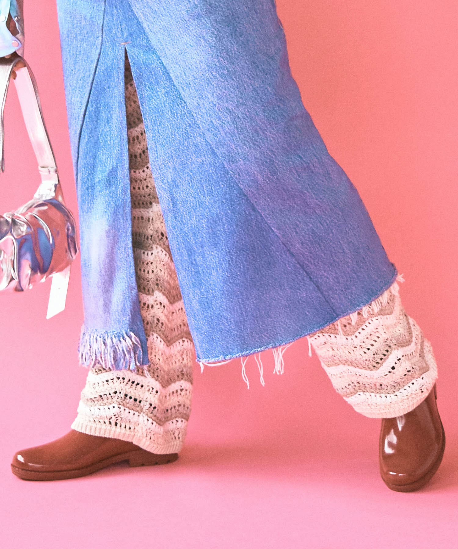 米富繊維　ZIGZAG SUKASHI KNIT PANTS