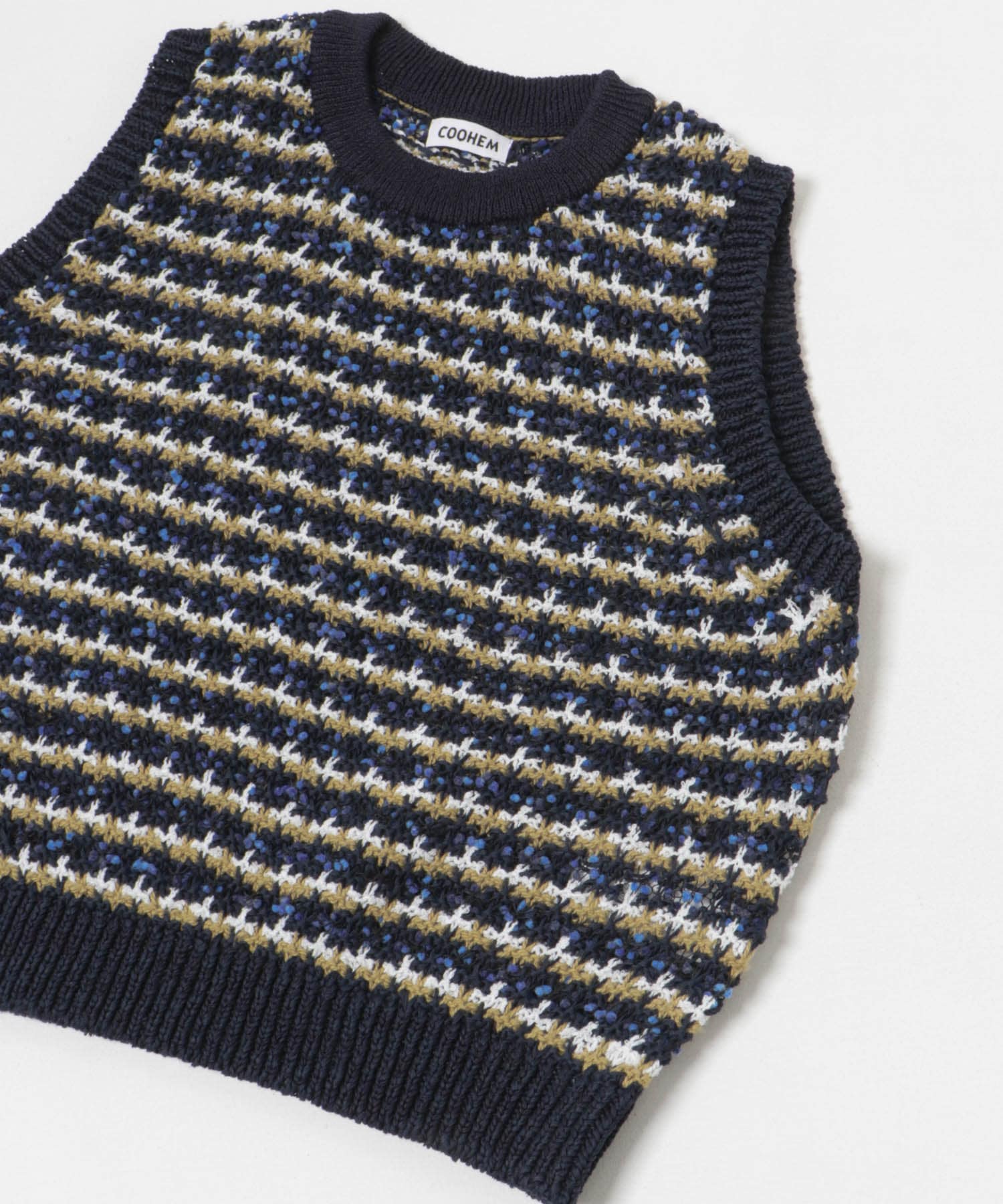 米富繊維　SUKASHI BORDER KNIT VEST 63NAVY FREE
