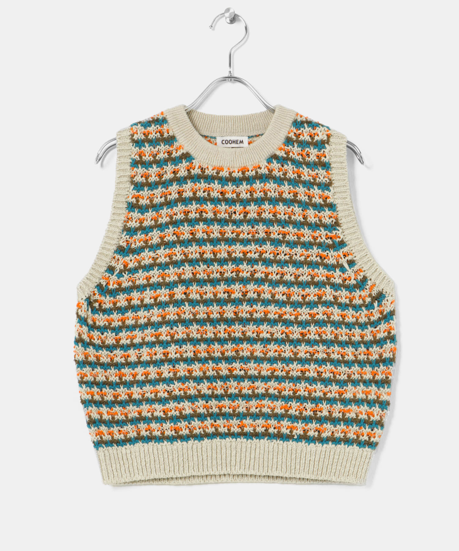 米富繊維　SUKASHI BORDER KNIT VEST