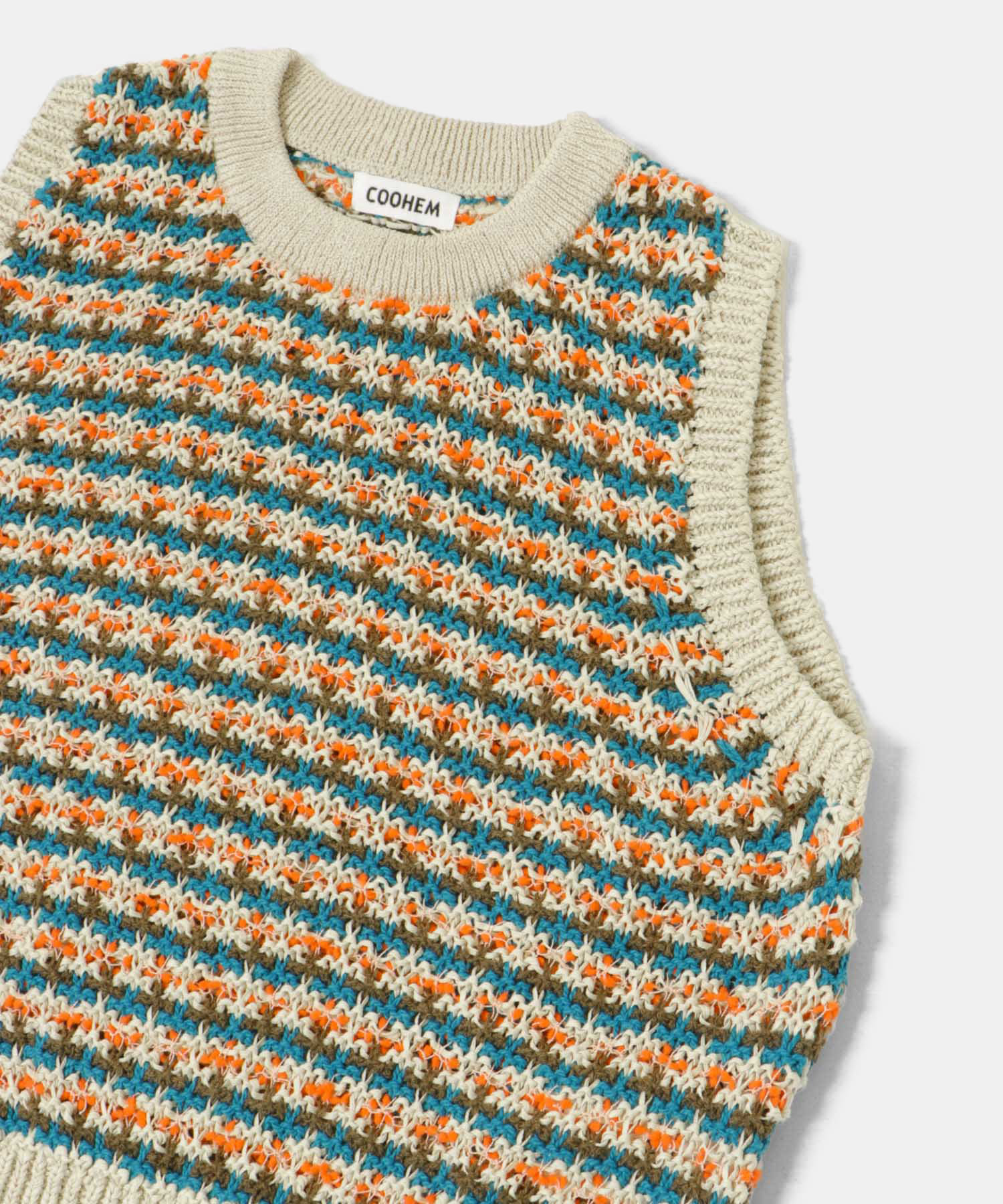 米富繊維　SUKASHI BORDER KNIT VEST 40IVORY FREE
