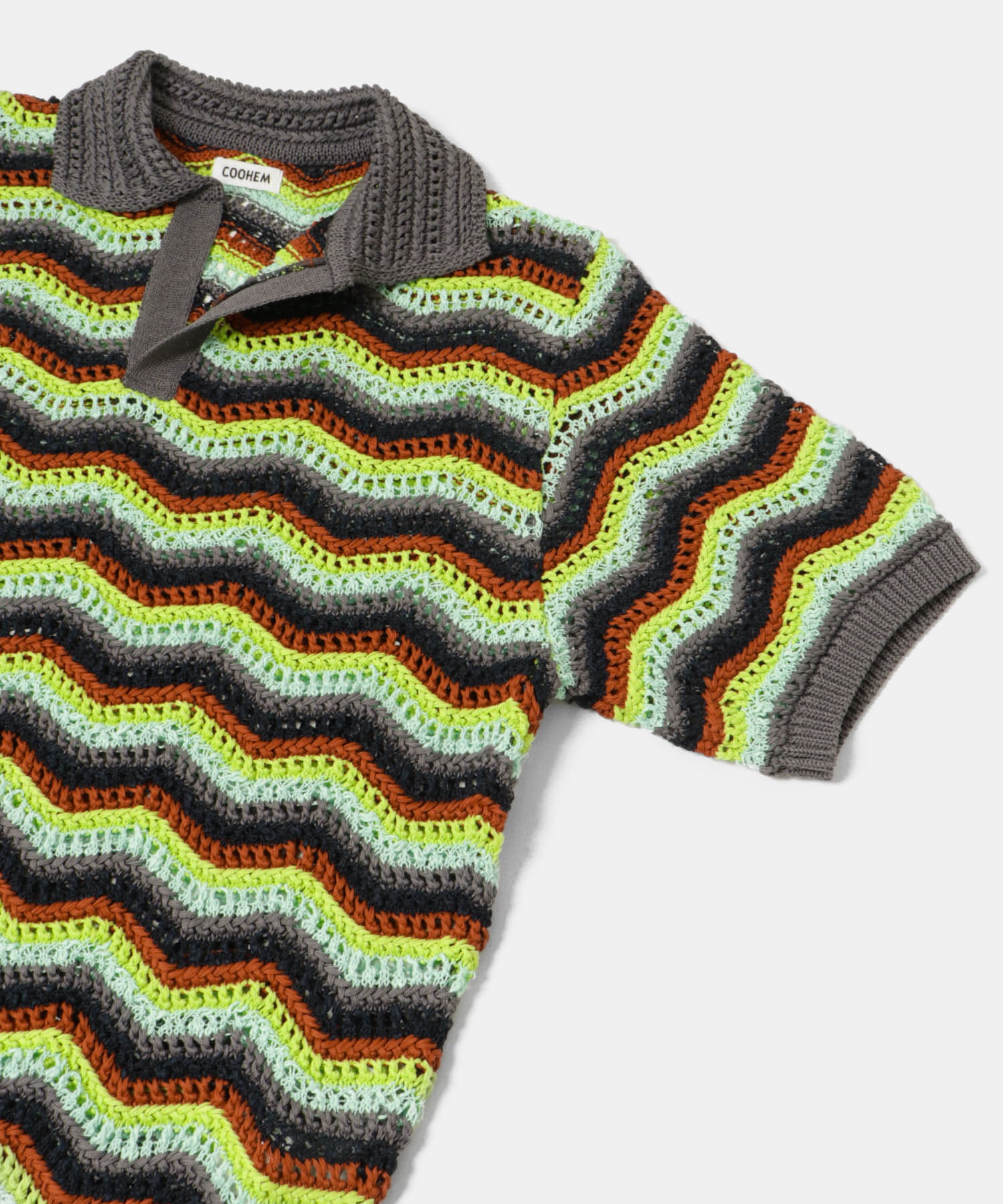 米富繊維　ZIGZAG SUKASHI KNIT PULLOVER 03GREEN L