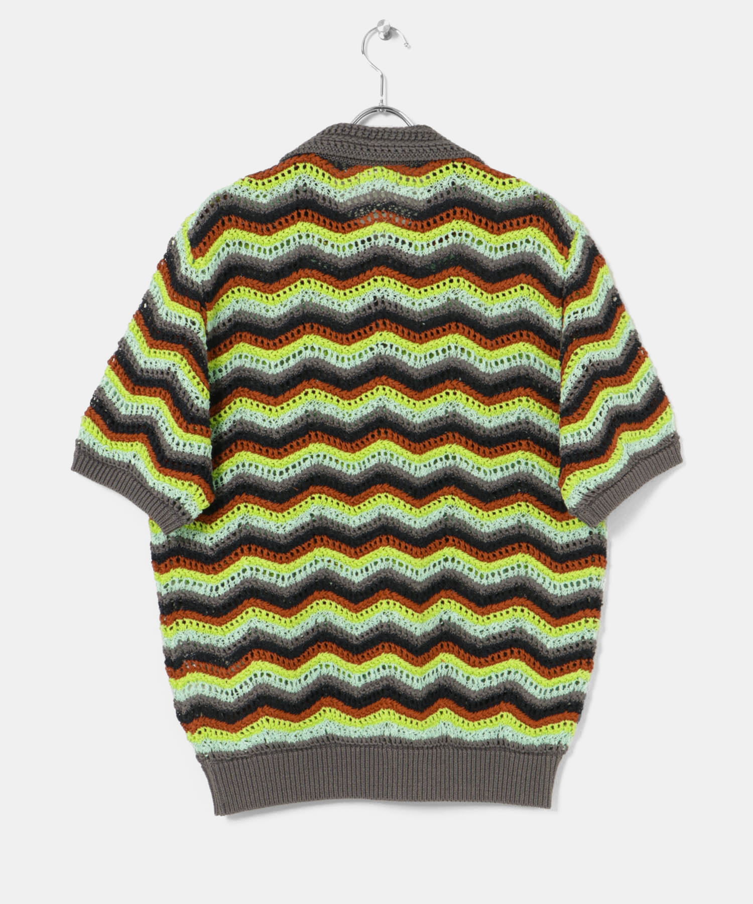米富繊維　ZIGZAG SUKASHI KNIT PULLOVER 03GREEN L