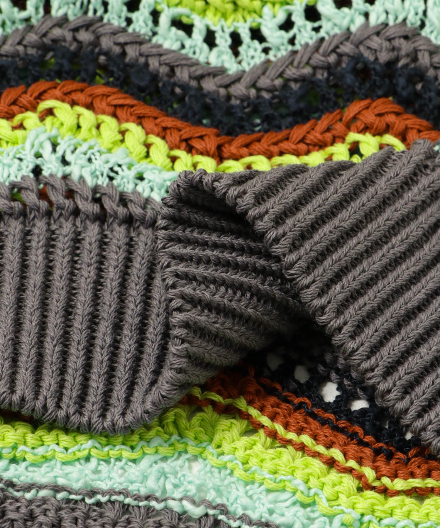 米富繊維　ZIGZAG SUKASHI KNIT PULLOVER 03GREEN L