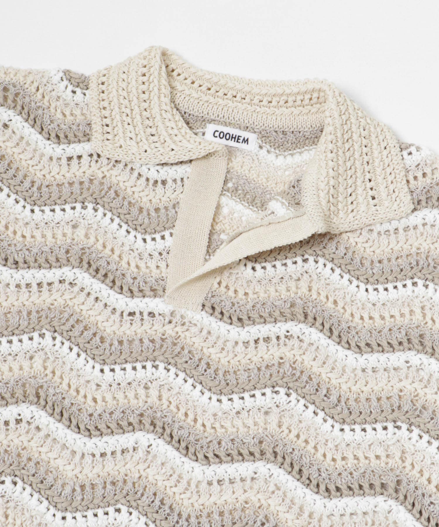 米富繊維　ZIGZAG SUKASHI KNIT PULLOVER 40IVORY L