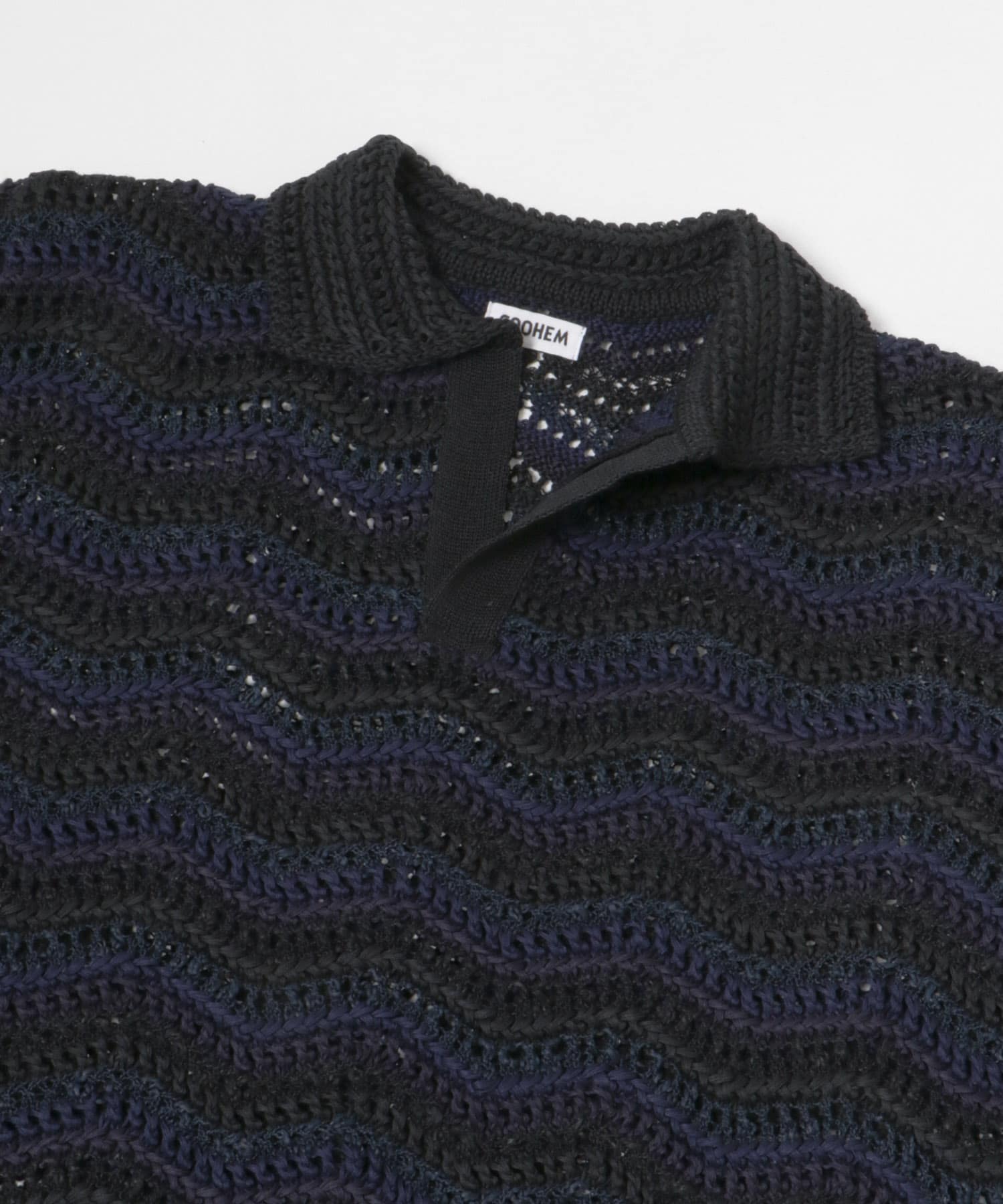 米富繊維　ZIGZAG SUKASHI KNIT PULLOVER 64BLACK L