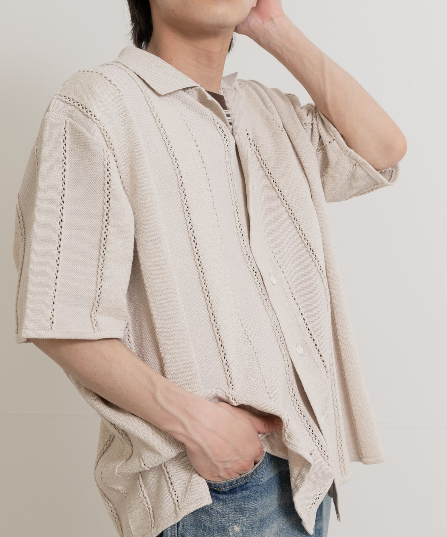 米富繊維　LINKS STRIPE KNIT S/T