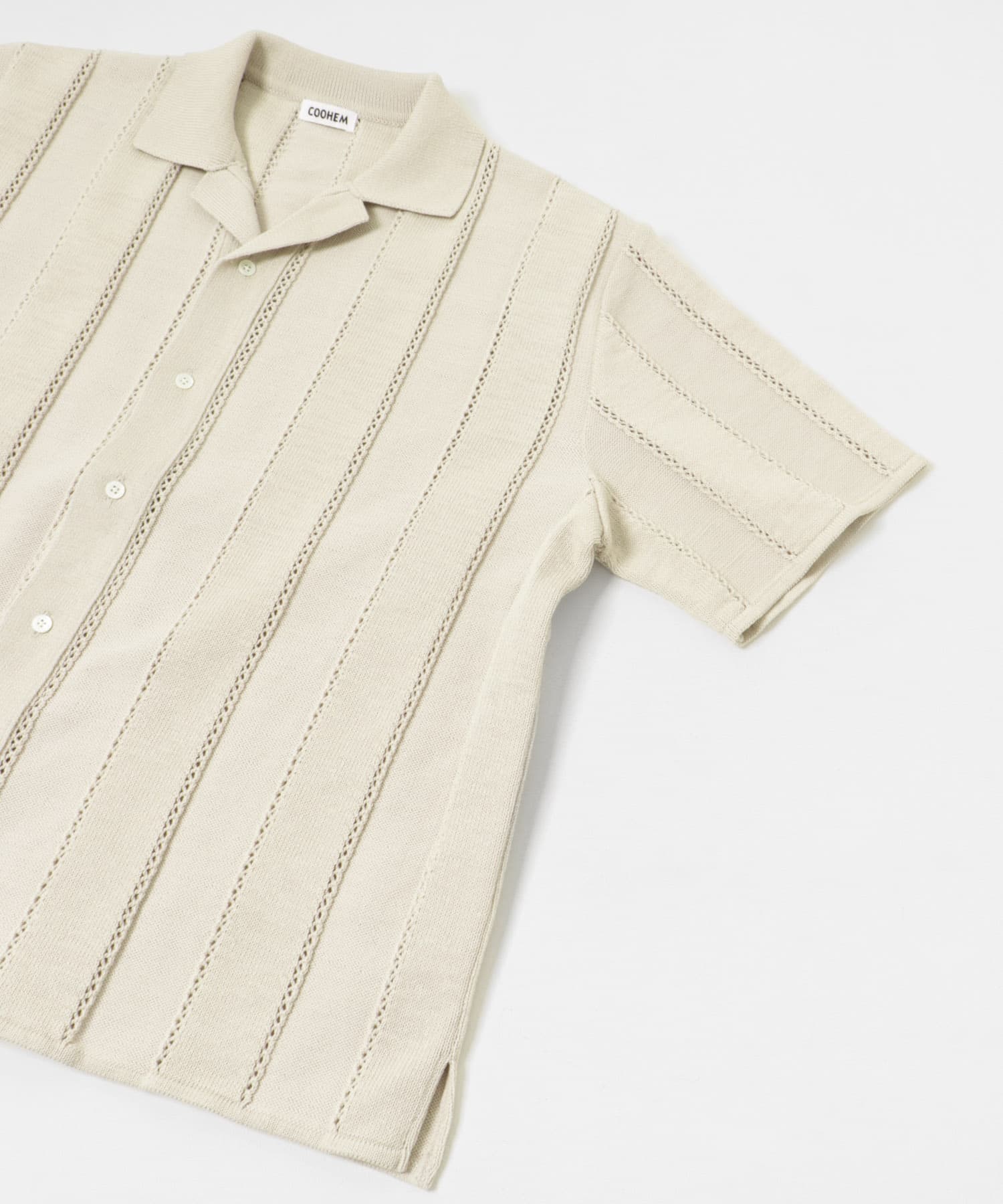 米富繊維　LINKS STRIPE KNIT S/T 16ECRU L