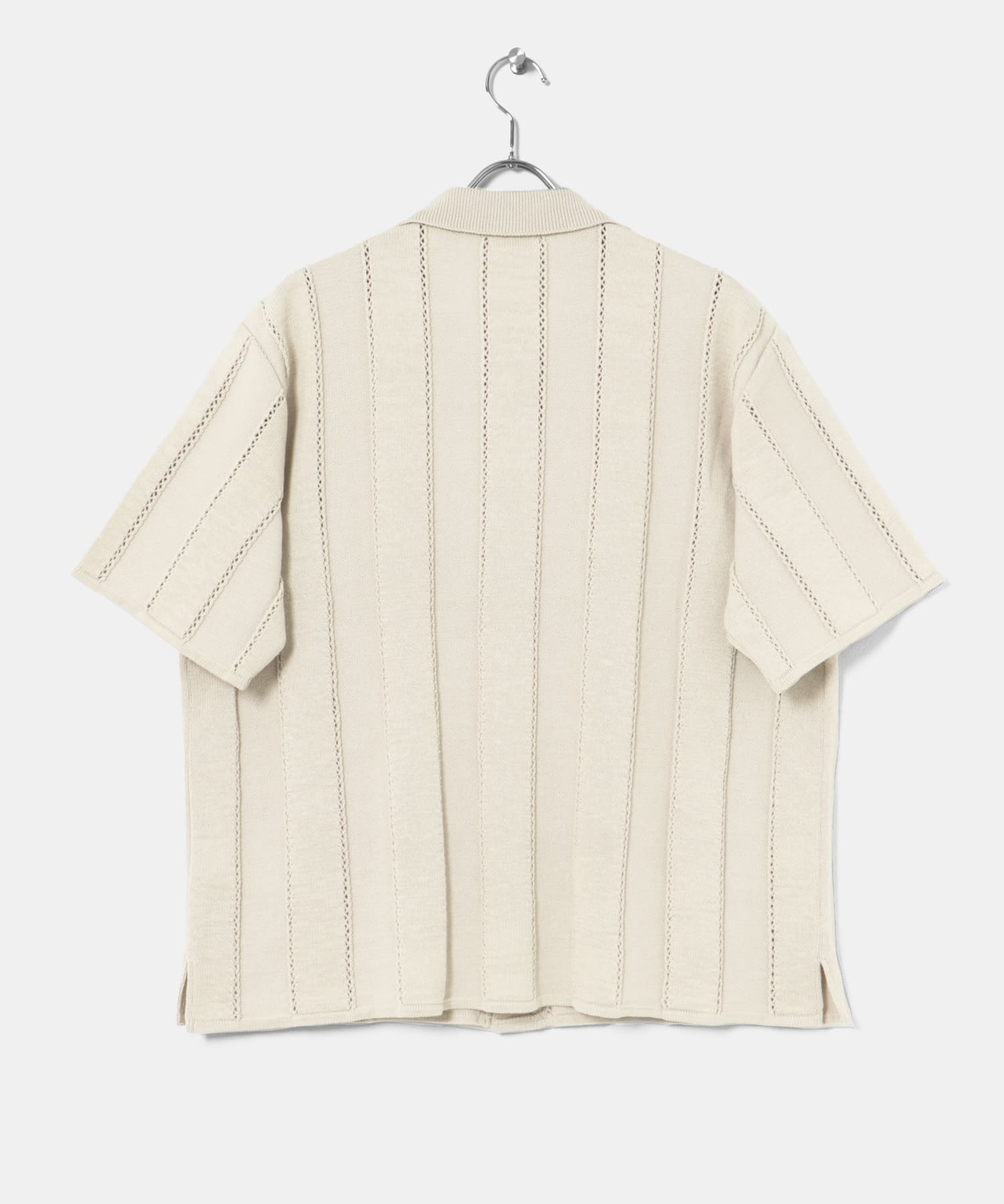 米富繊維　LINKS STRIPE KNIT S/T 16ECRU L