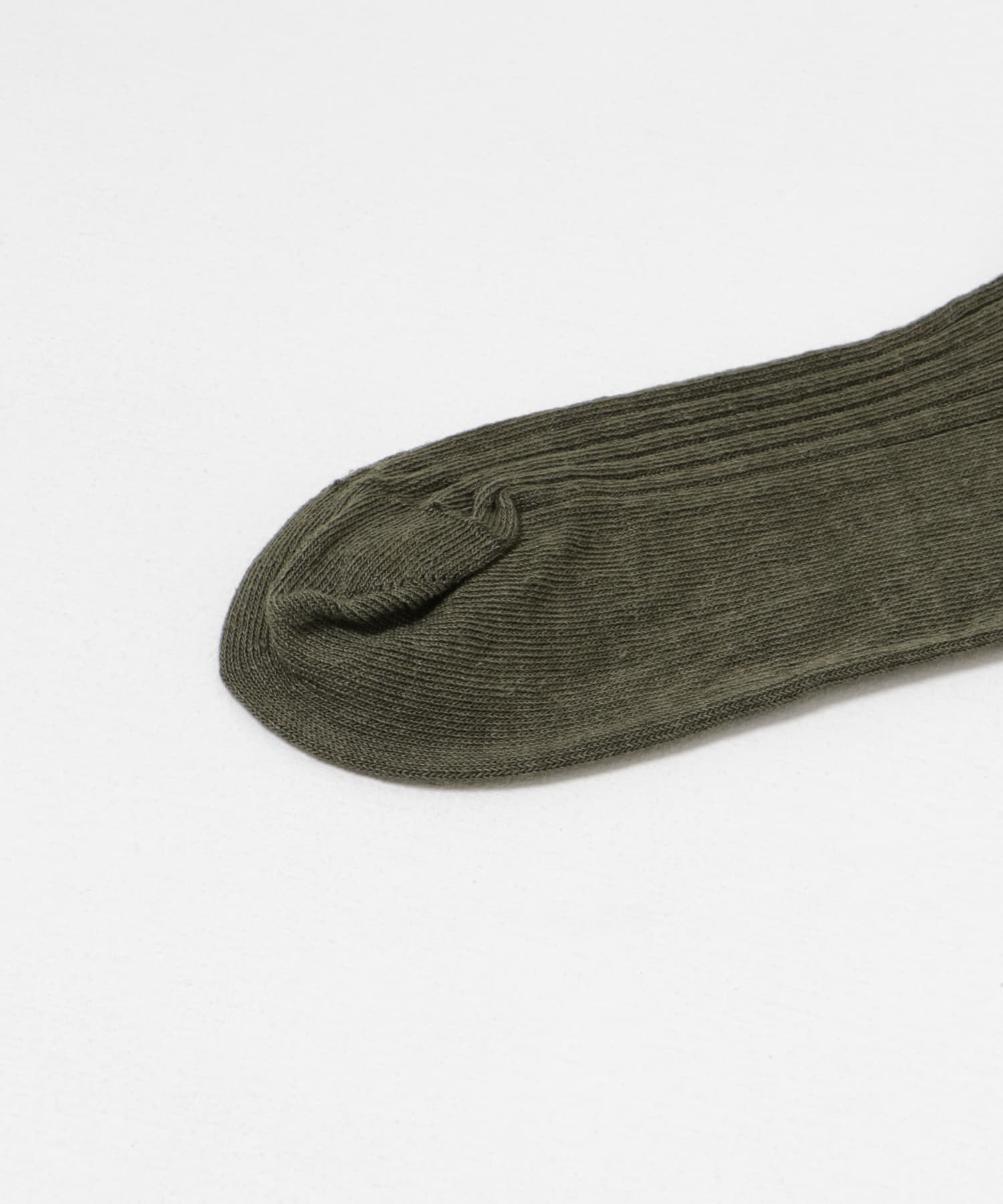 YAHAE　Linen Ribbed Socks-M 23 Khaki M