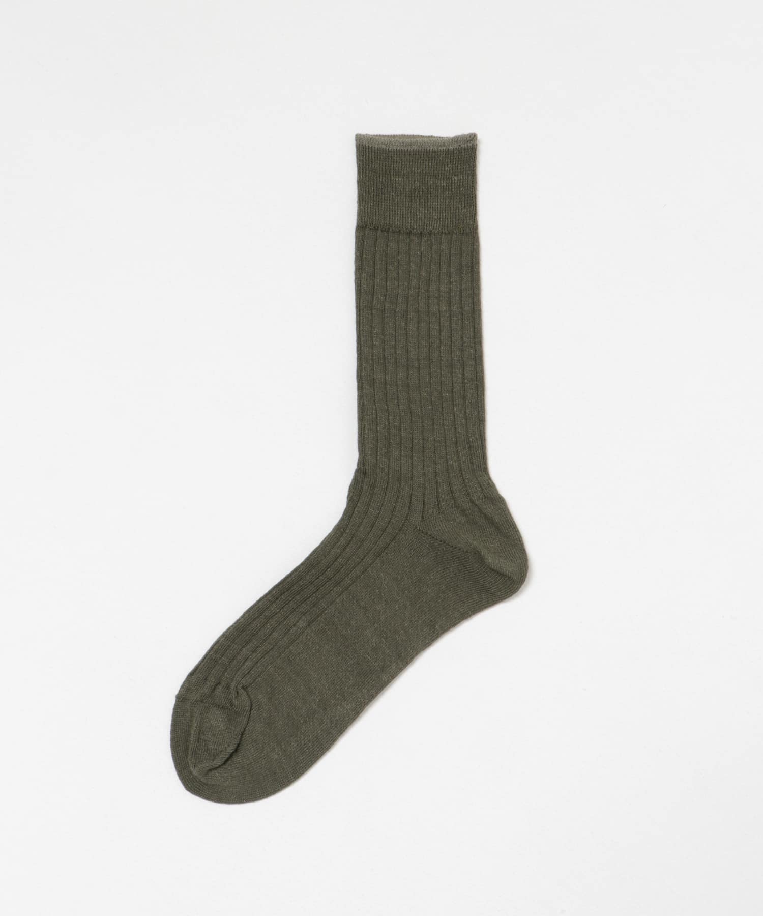YAHAE　Linen Ribbed Socks-S 23 Khaki S