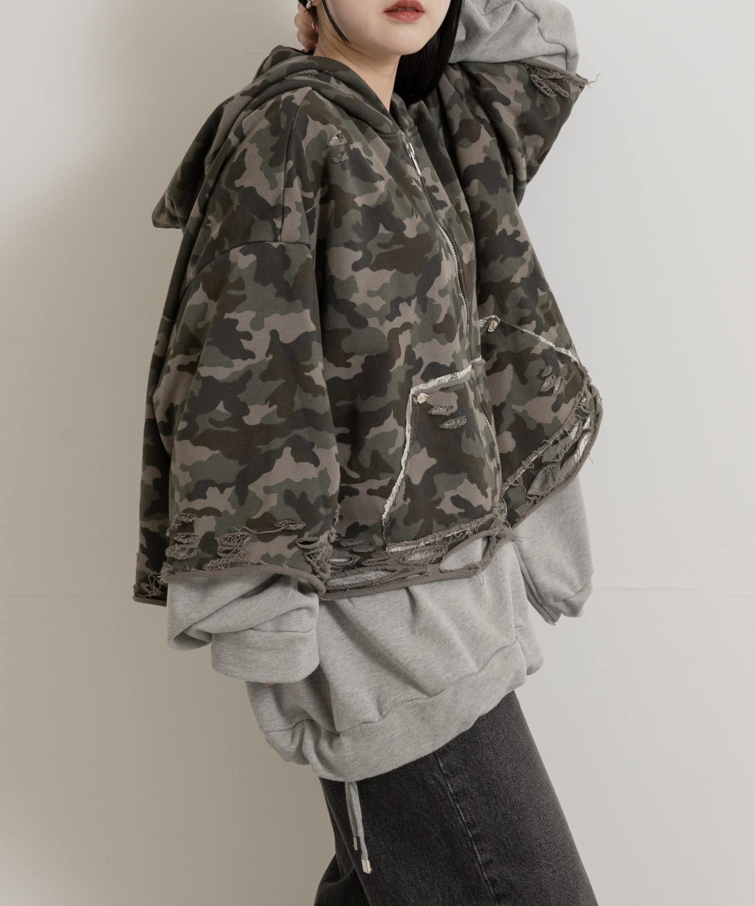 カ*レ様 neith. Layered Crush Hoodie (Camo×G カ*レ様 neith. Layered Crush Hoodie (Camo×G
