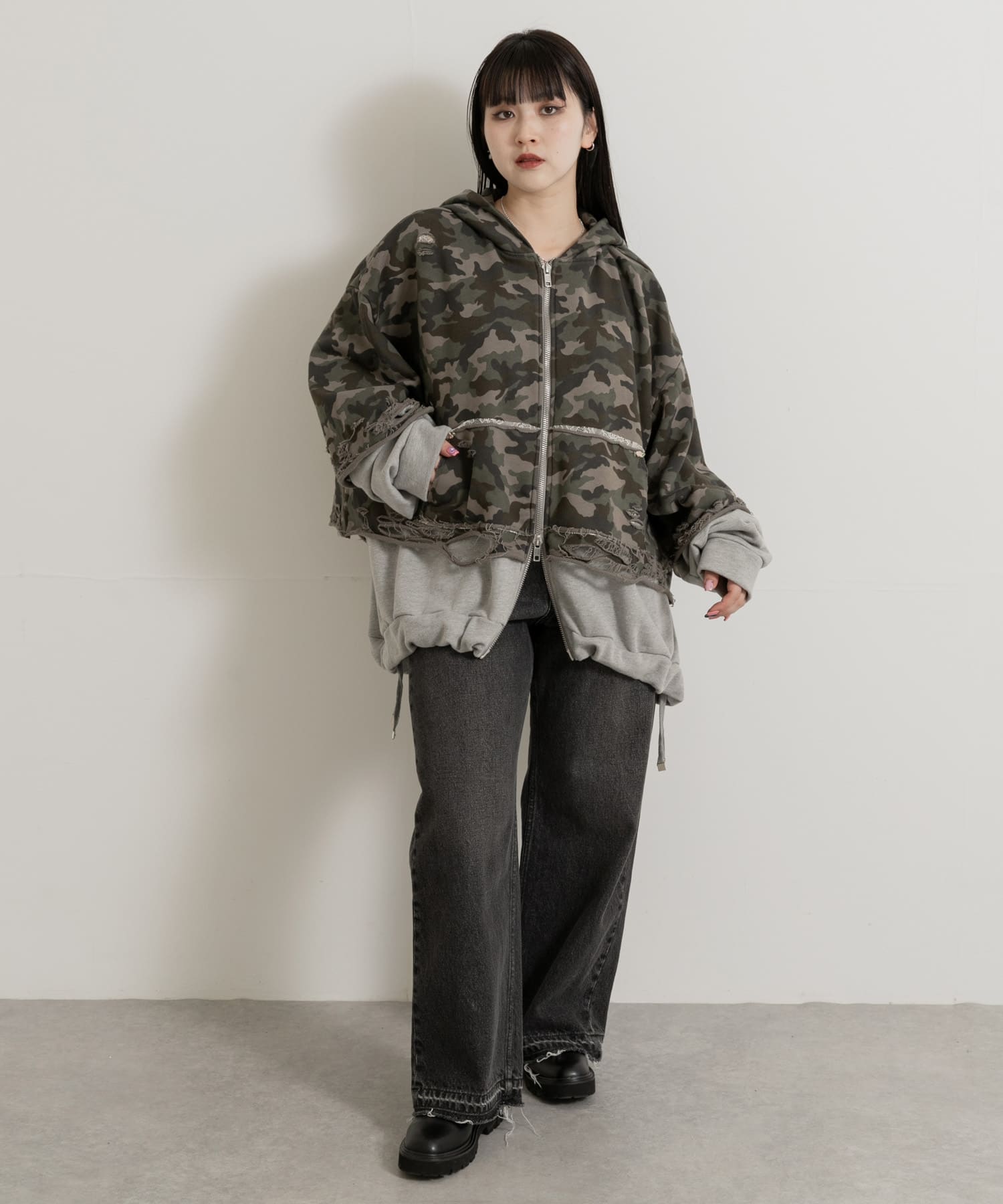 【最終値下】【neith. 】Layered Crush Hoodie(Gray Layered Crush Hoodie(Camo×Gray) – neith.onlinestore