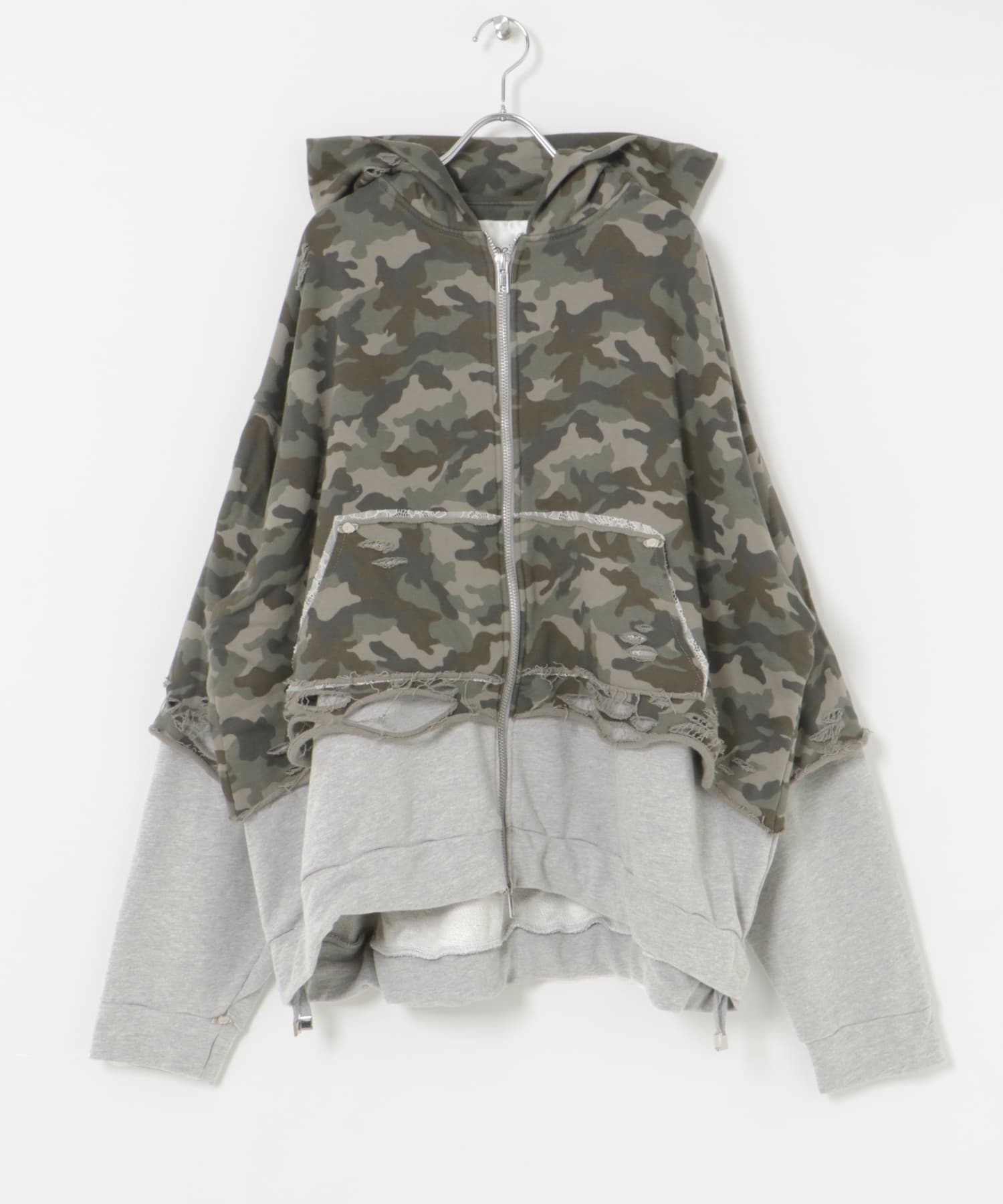 neith.tokyo　Layered Crush Hoodie-CAMO CAMO×GR FREE