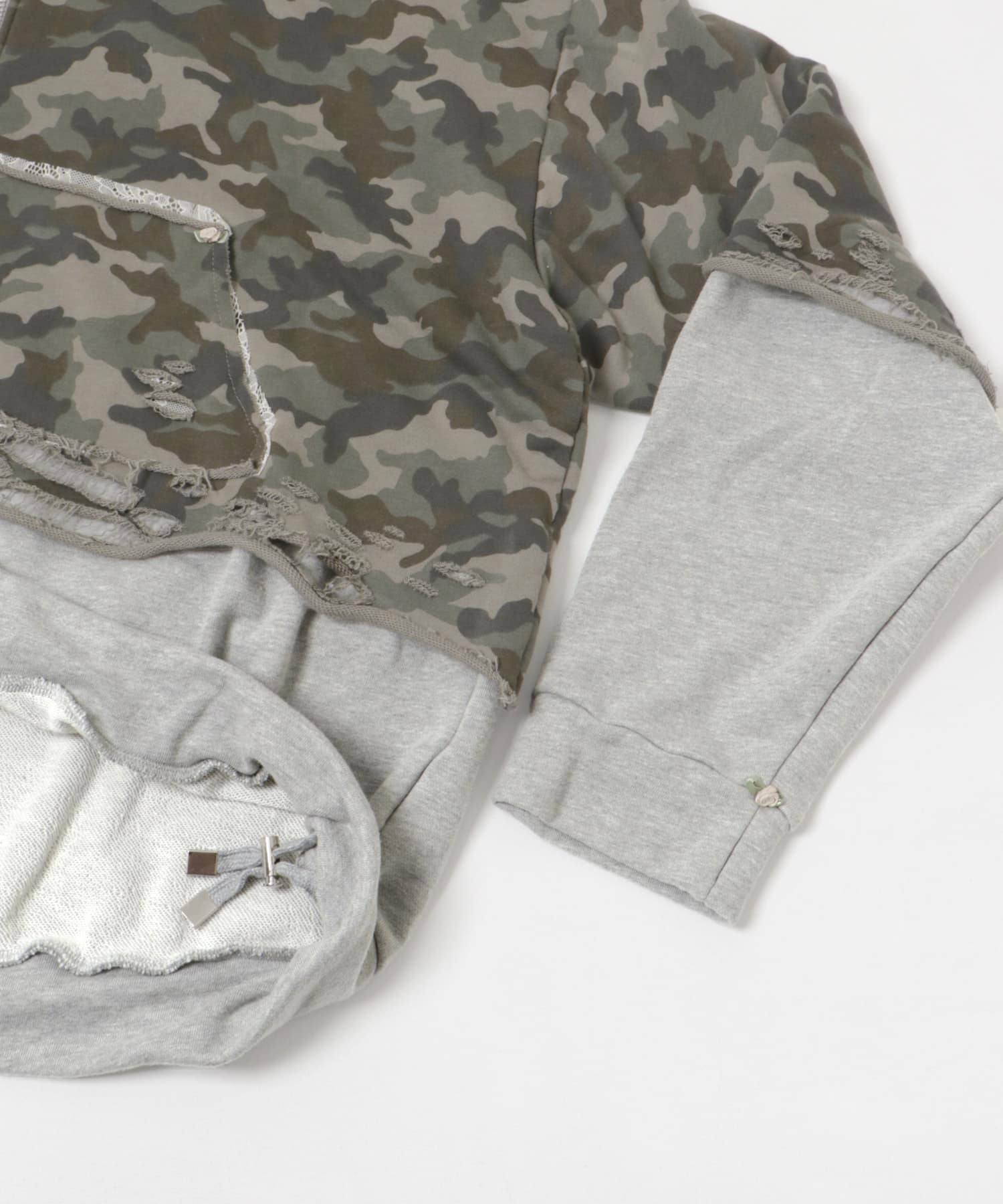 neith.tokyo　Layered Crush Hoodie-CAMO CAMO×GR FREE