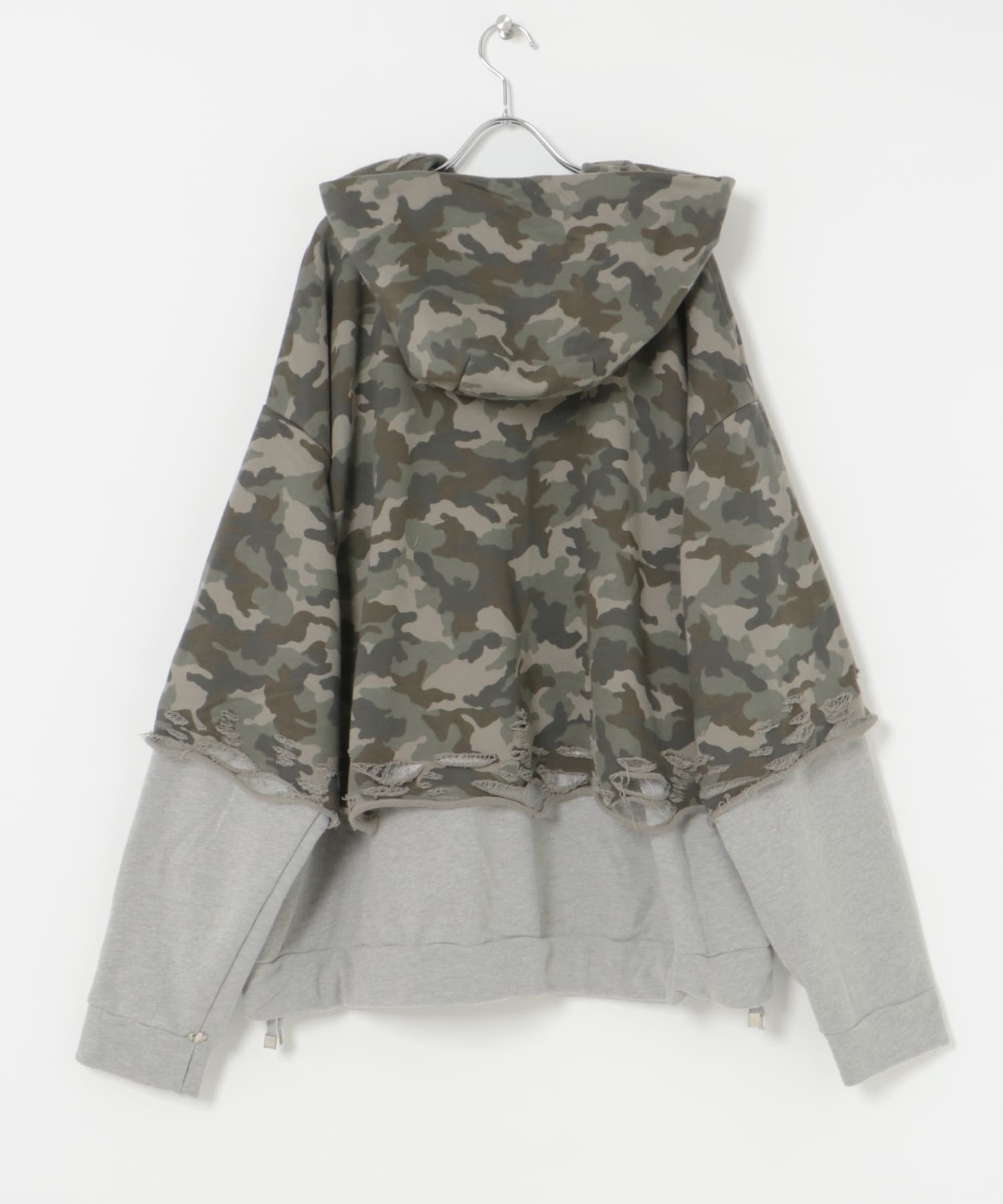 neith.tokyo Layered Crush Hoodie-CAMO(FREE CAMO×GR