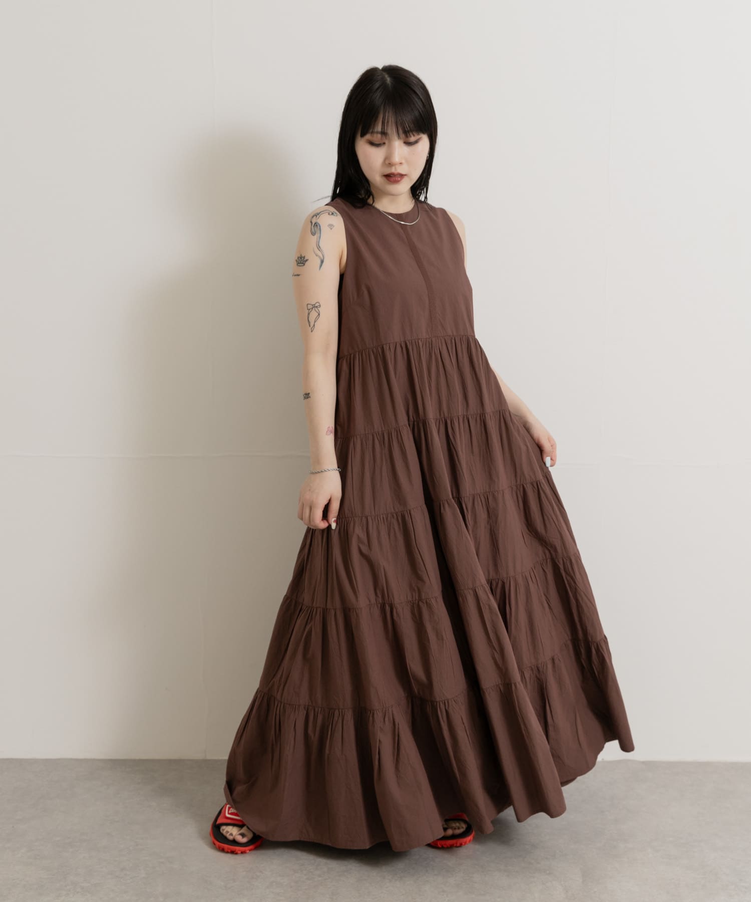 FANAKA　Poplin tiered dress