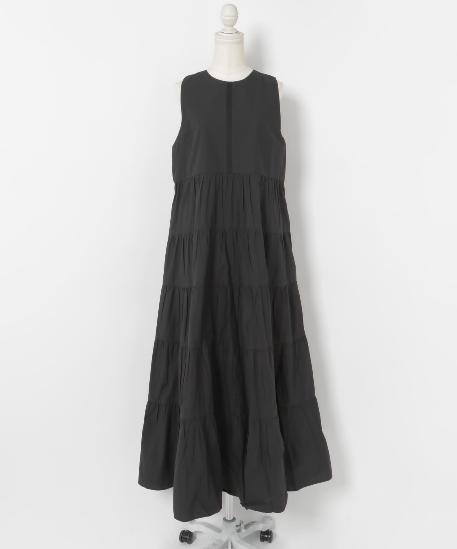 FANAKA　Poplin tiered dress BLACK FREE