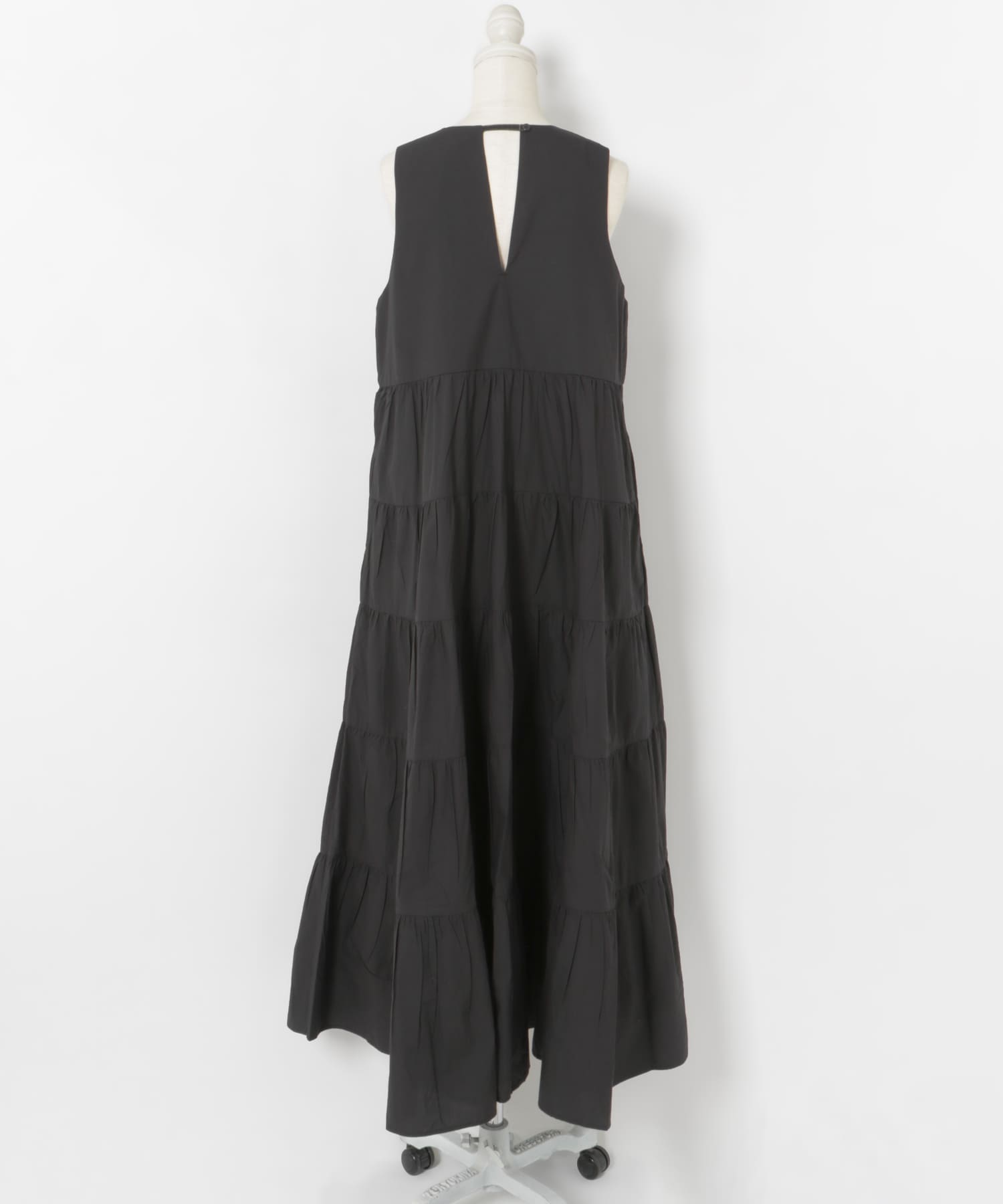 FANAKA　Poplin tiered dress BLACK FREE