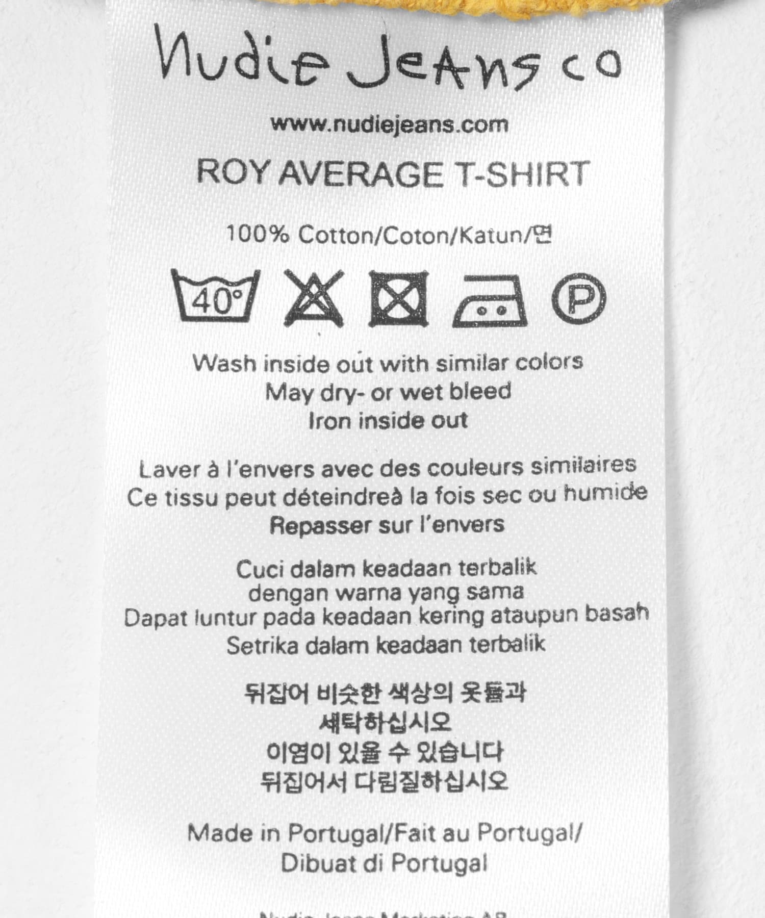 NUDIE JEANS　Roy Average T-Shirt Yellow M