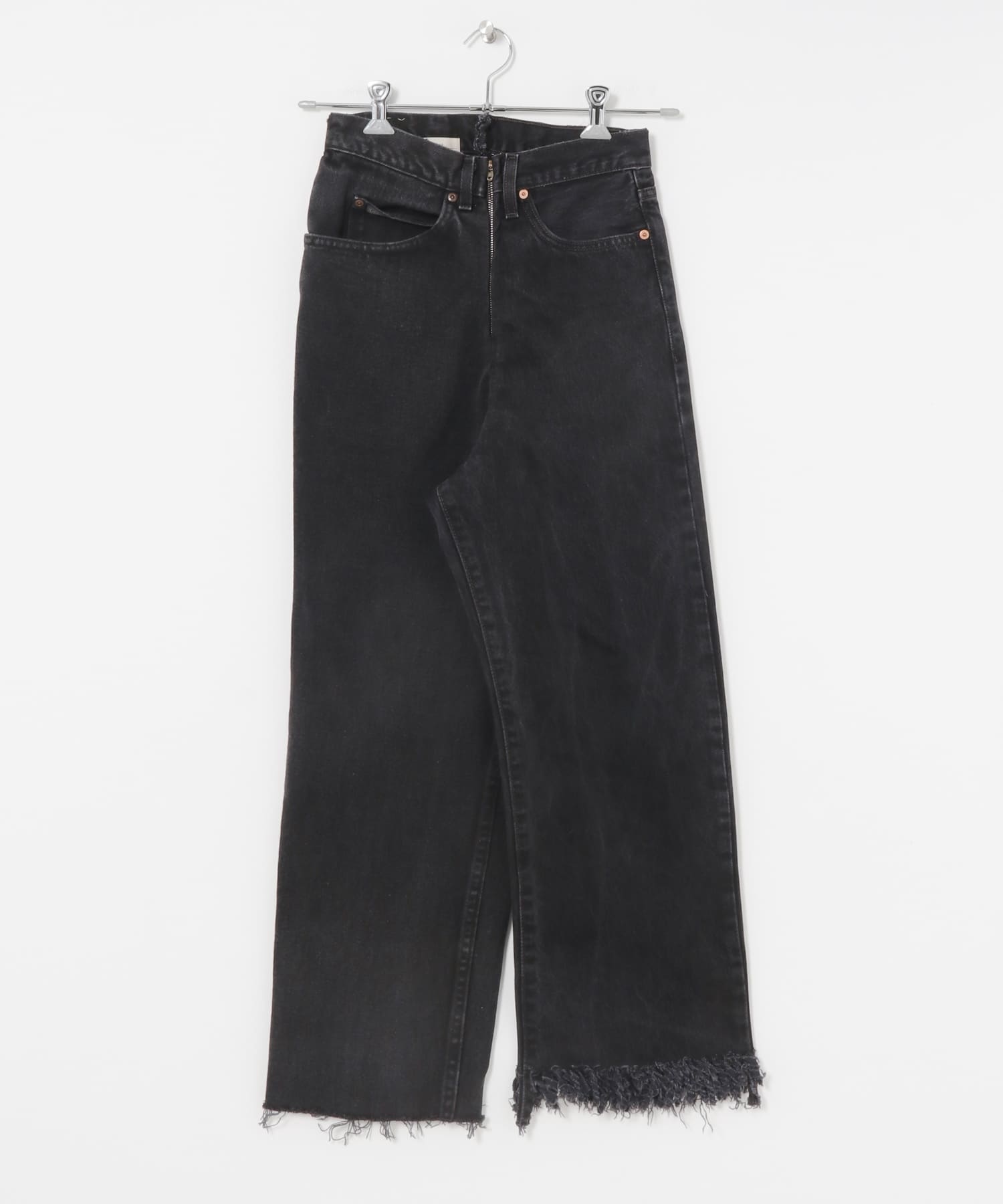 77circa　fringe denim pants 26 black1 26