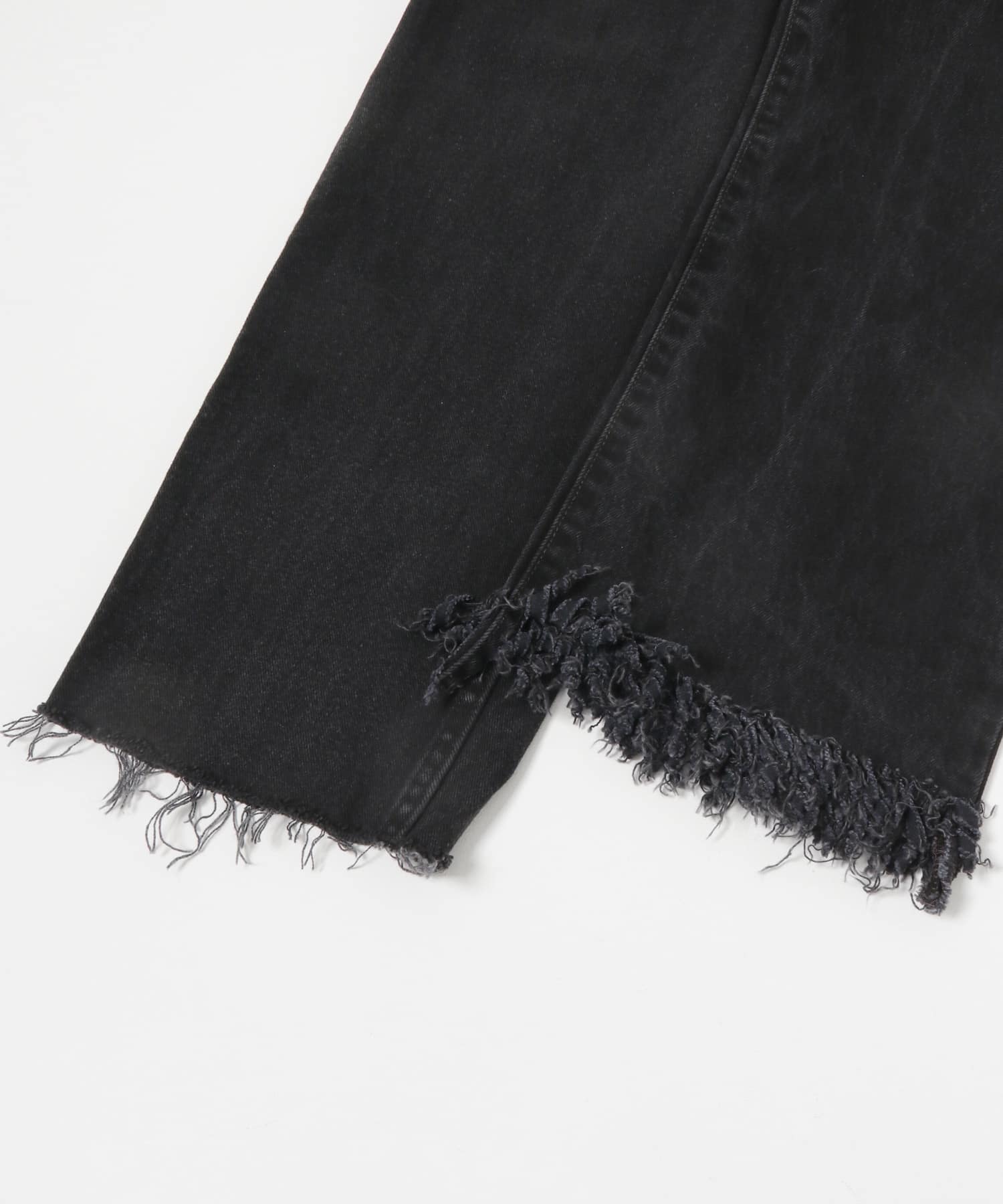 77circa　fringe denim pants 26 black1 26