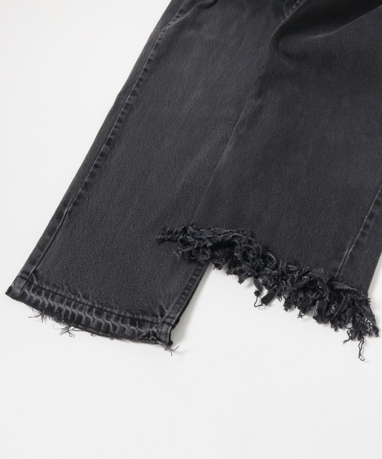 77circa　fringe denim pants 26 black2 26