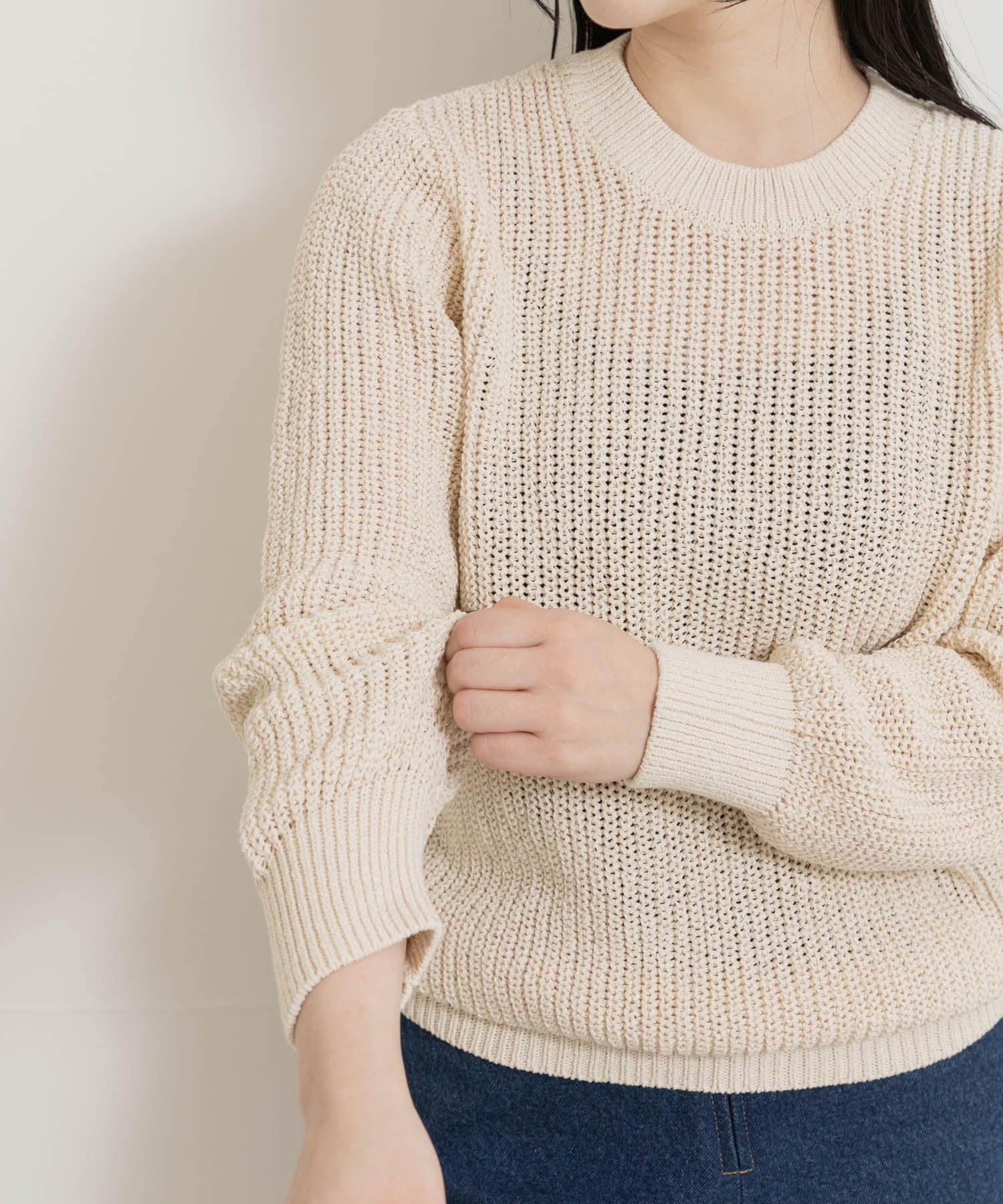 米富繊維　WASHI COTTON TAPE KNIT PULLOVER