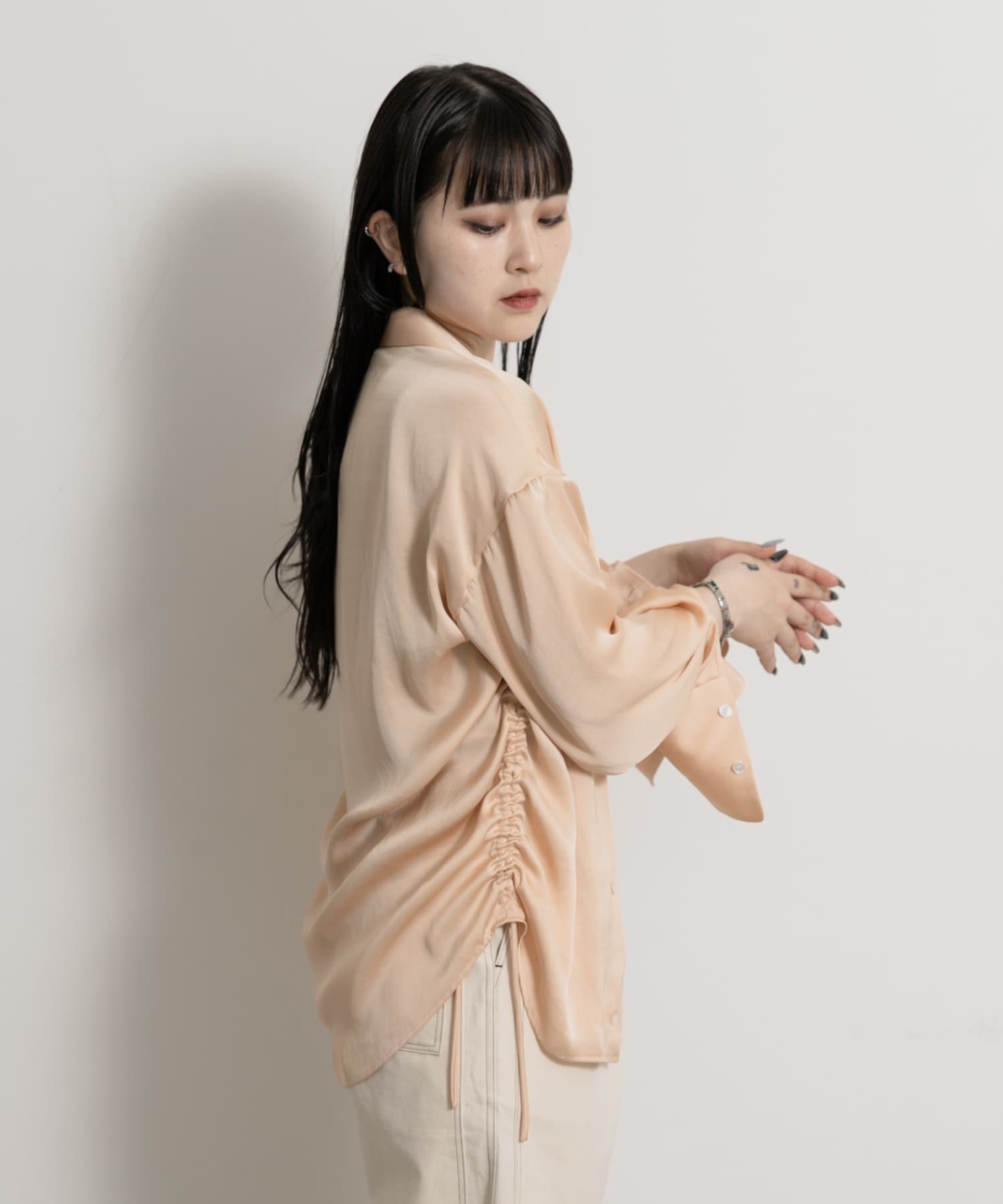 Open collar satin Shirts