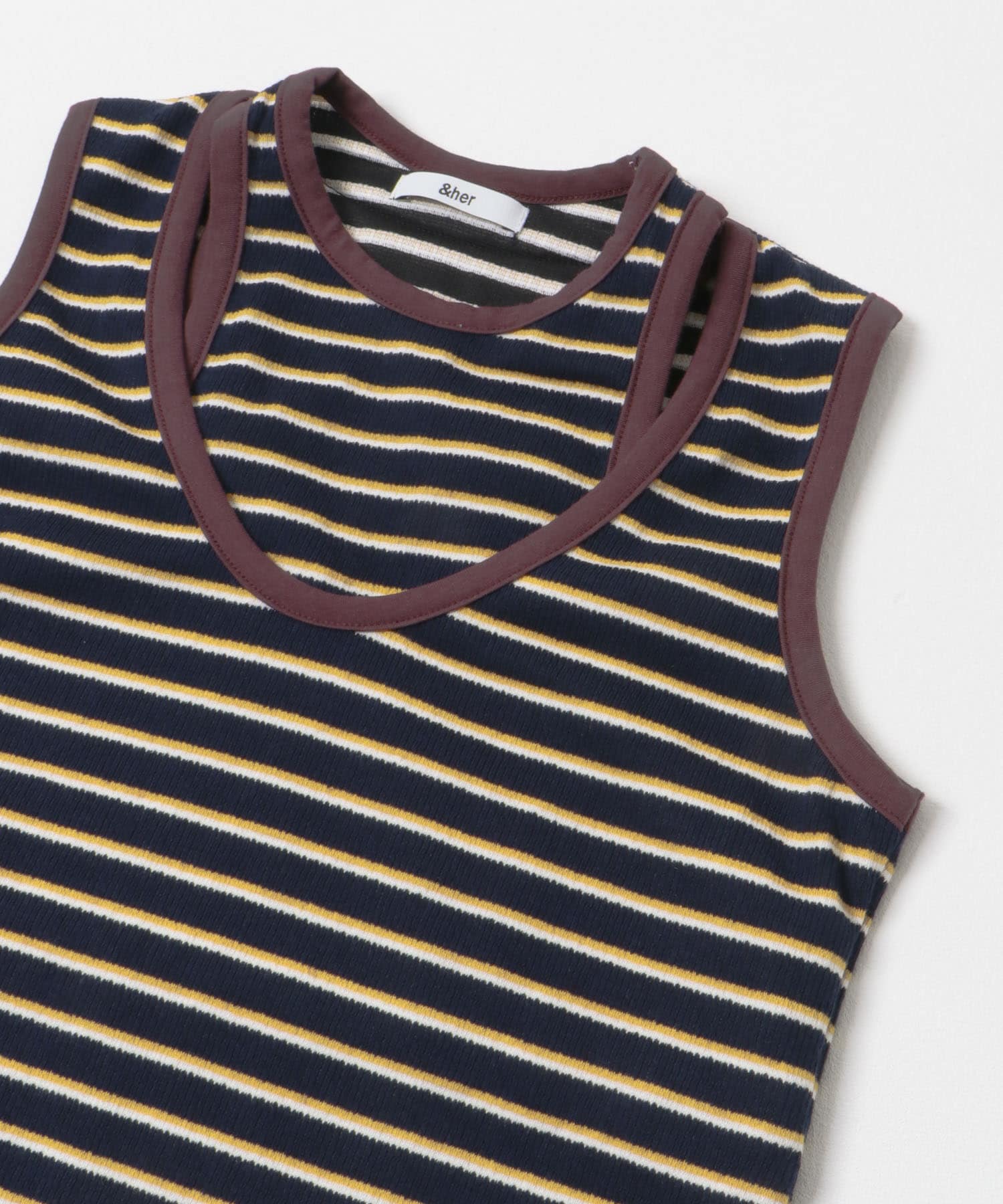 &her　Border Tank BROWN FREE