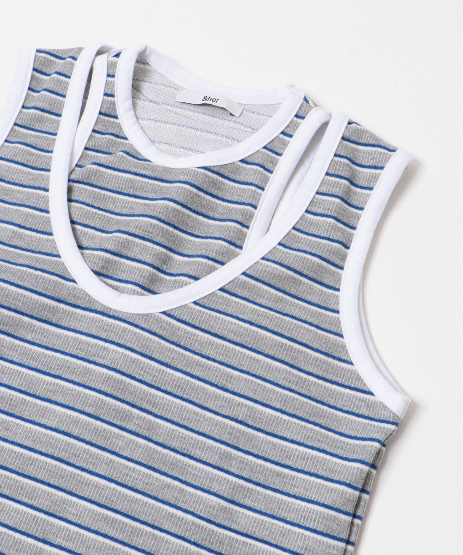 &her　Border Tank GRAY FREE
